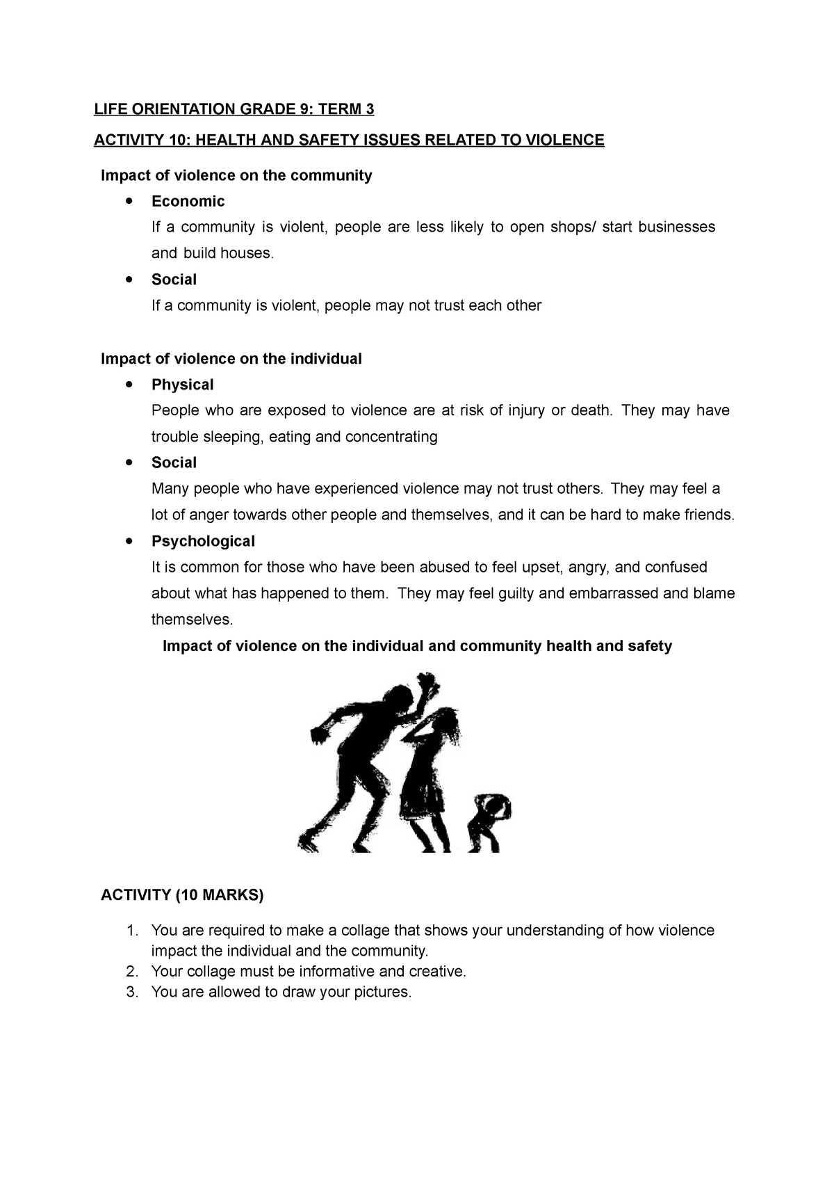 Grade 9 LO UNIT 6 - LO TERM 3 - LIFE ORIENTATION GRADE 9: TERM 3 ...