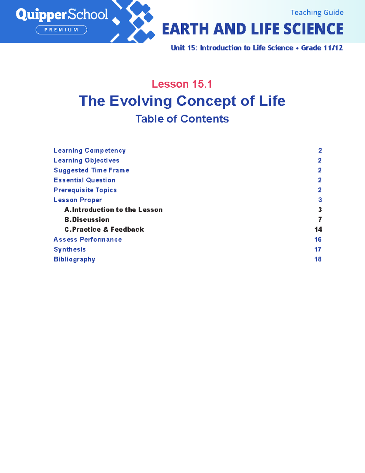 Earth and Life Science SHS 15.1 The Evolving Concept of Life - The ...