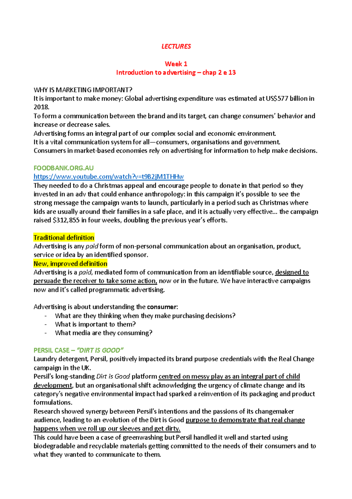 Amb111 week1 - LECTURES Week 1 Introduction to advertising 3 chap 2 e ...