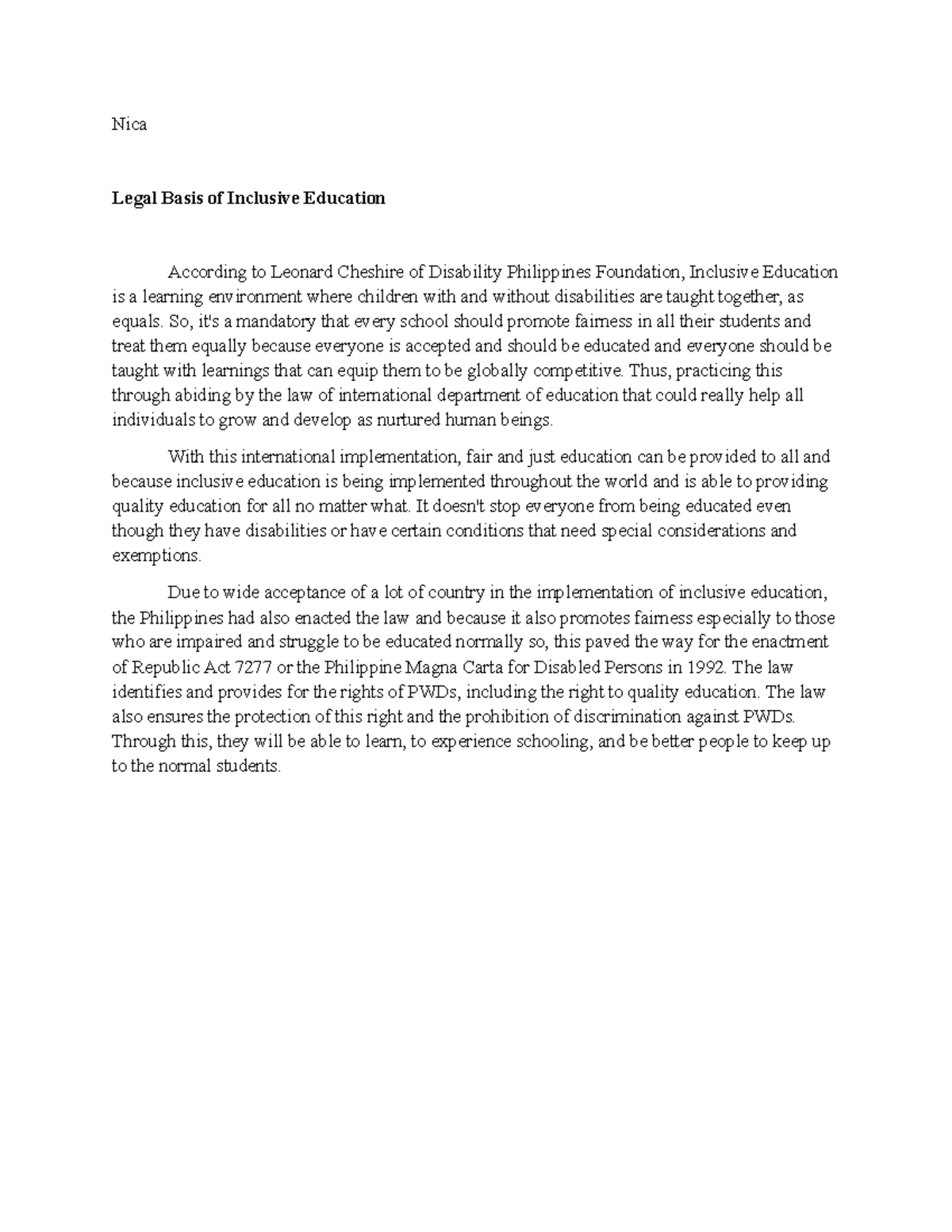 Legal-basis-Nica - FEFSDFSC - Nica Legal Basis of Inclusive Education ...