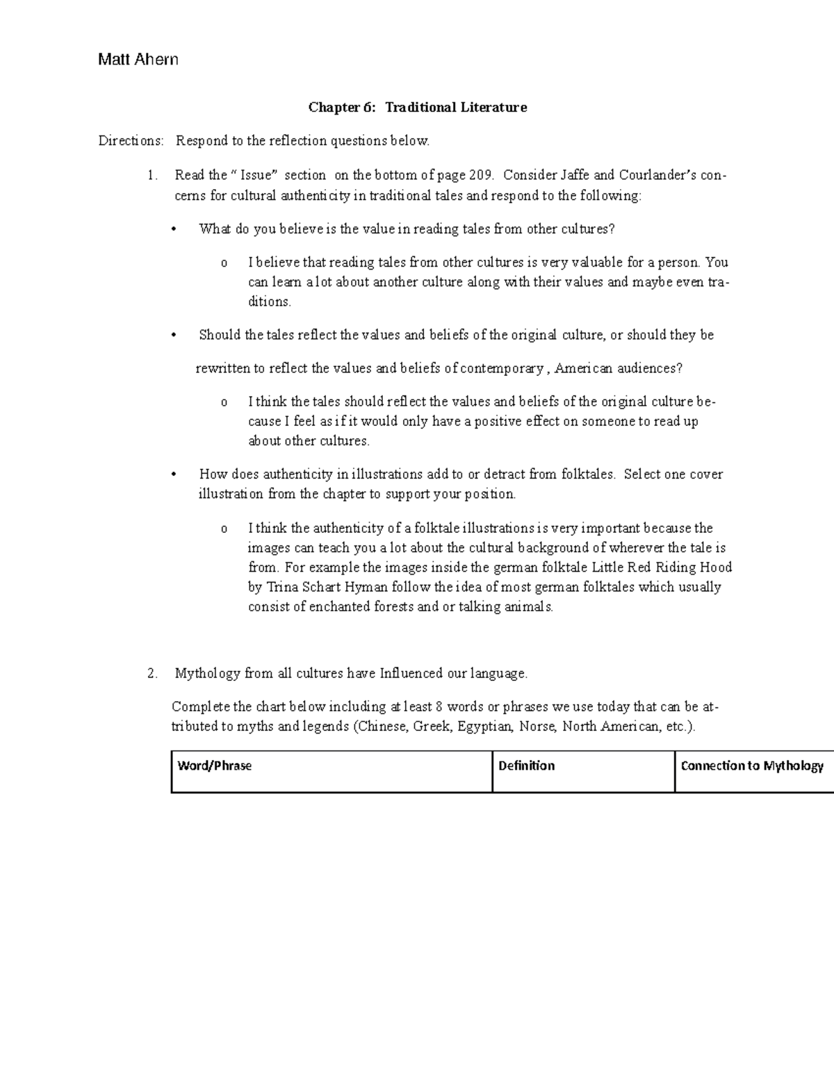 Chapter 6 reflection - In depth ch6 hw assignment - Matt Ahern Chapter ...