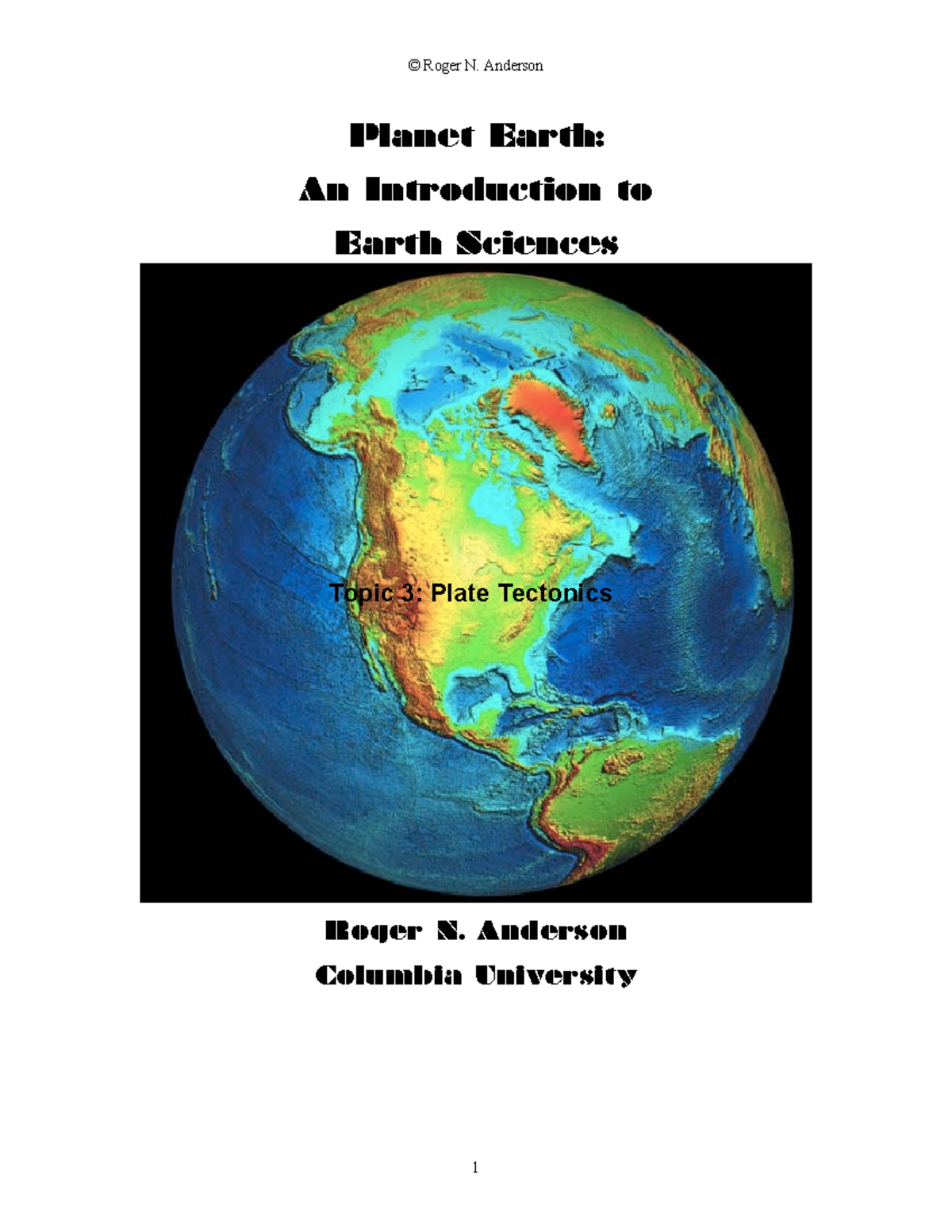 Planet Earth Topic 3 - Planet Earth: An Introduction to Earth Sciences ...