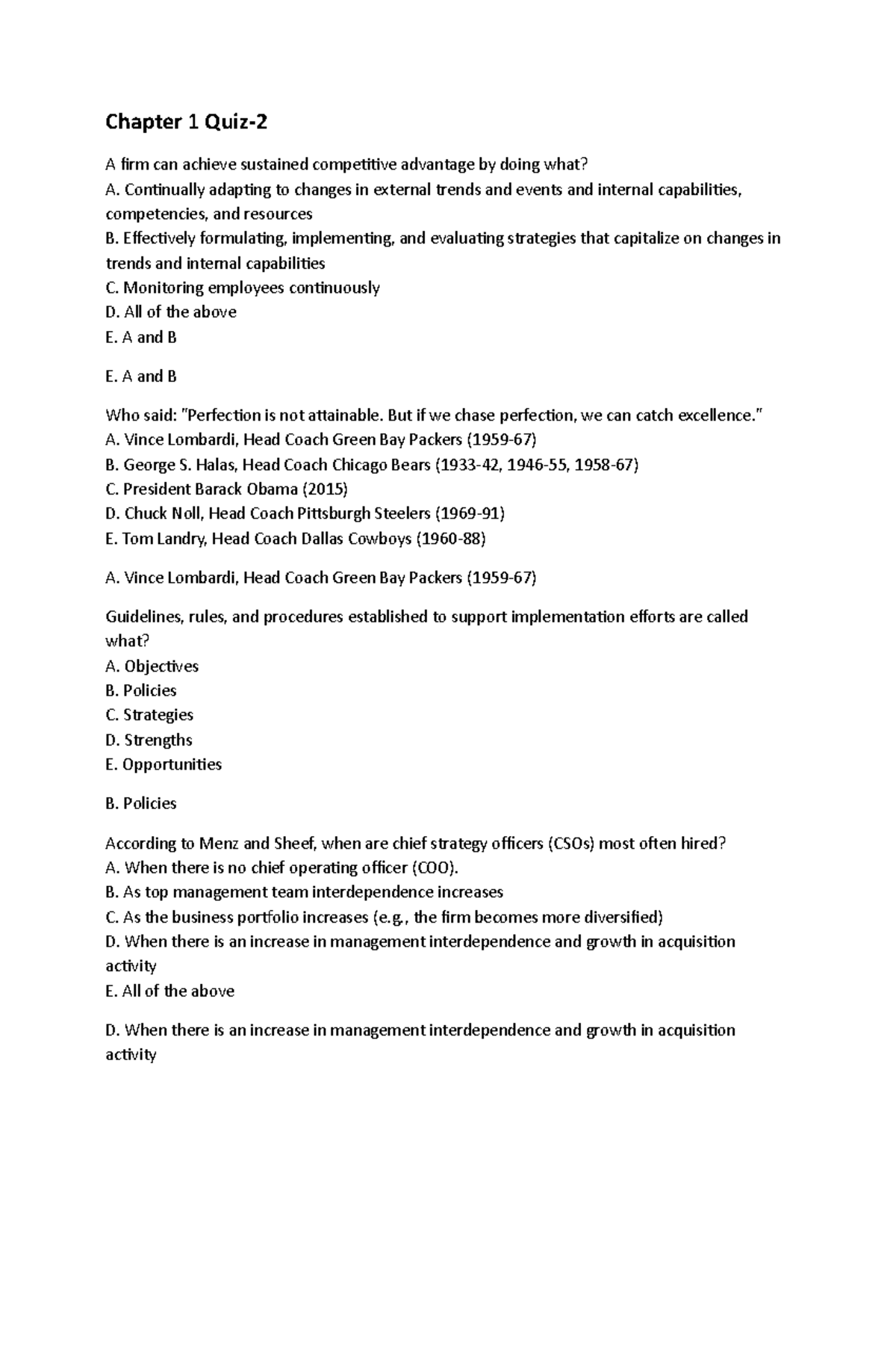 Chapter 1 Quiz-2 - Lecture Notes 1-5 - Chapter 1 Quiz- A Firm Can ...