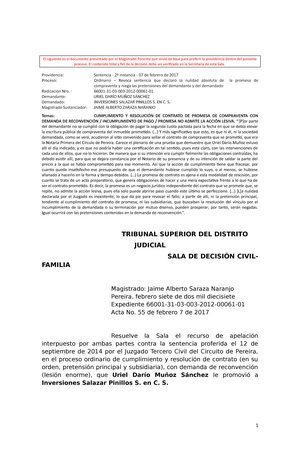 00061 (s) Incumplimiento promesa de compraventa. No admite la accion  lesiva. Revoca. Niega´ - Studocu