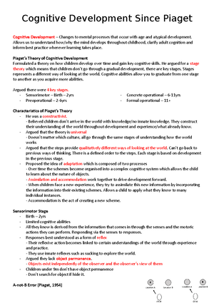 Developmental Psychology 6 - Theories of Cognitive Development ...