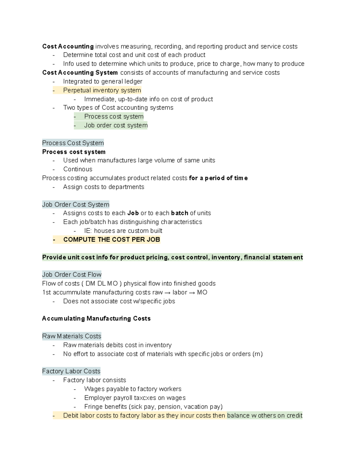 Managerial Accounting Chapter 2 Cost Accounting involves measuring