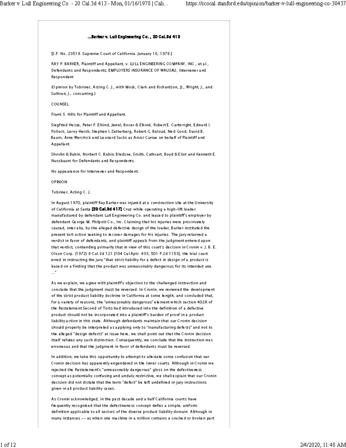 Activity Identifying Issues and Rules of Law Barker v. LULL .. v