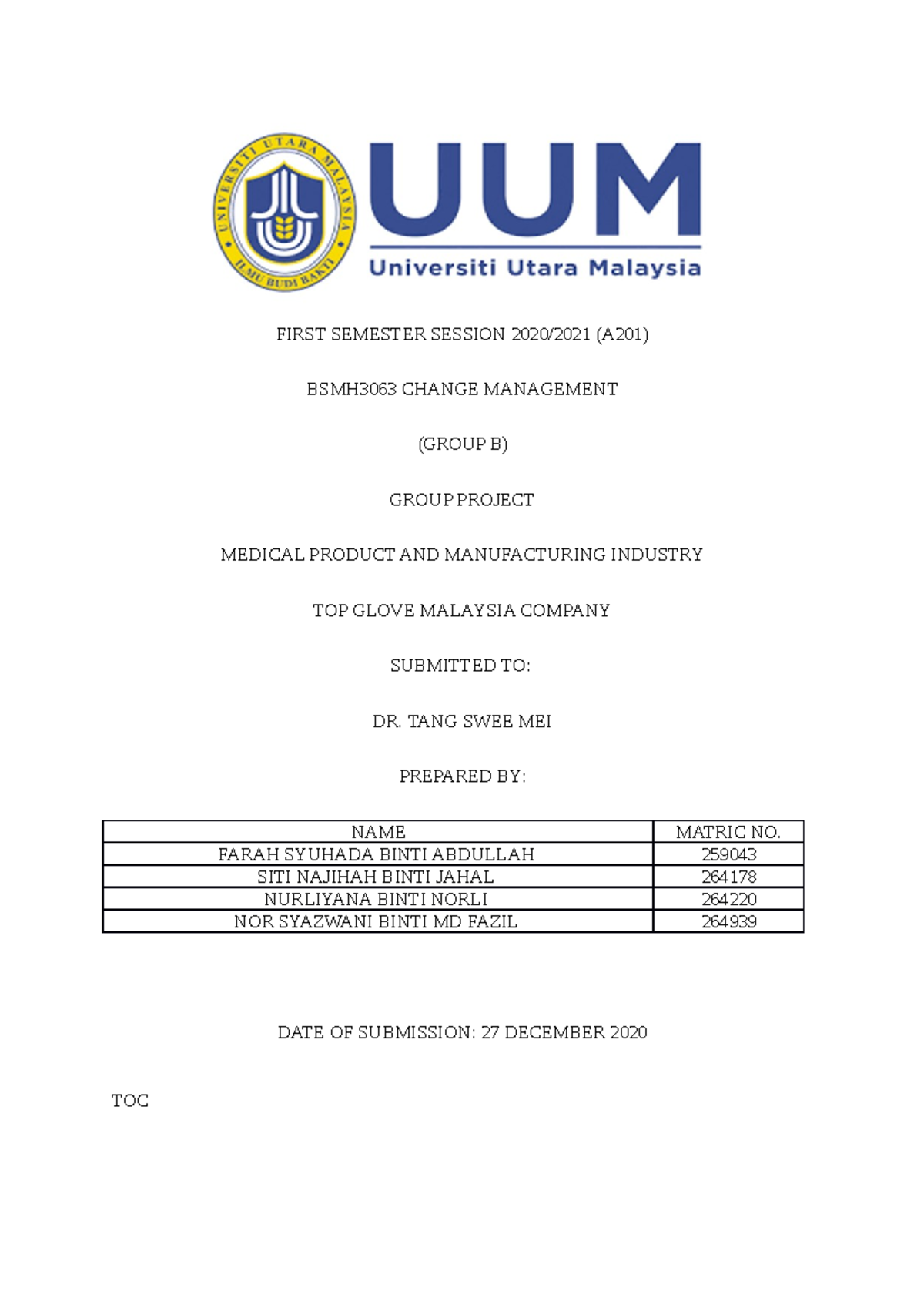 Assignment Change Report 28DEC2020 - FIRST SEMESTER SESSION 2020/2021 ...