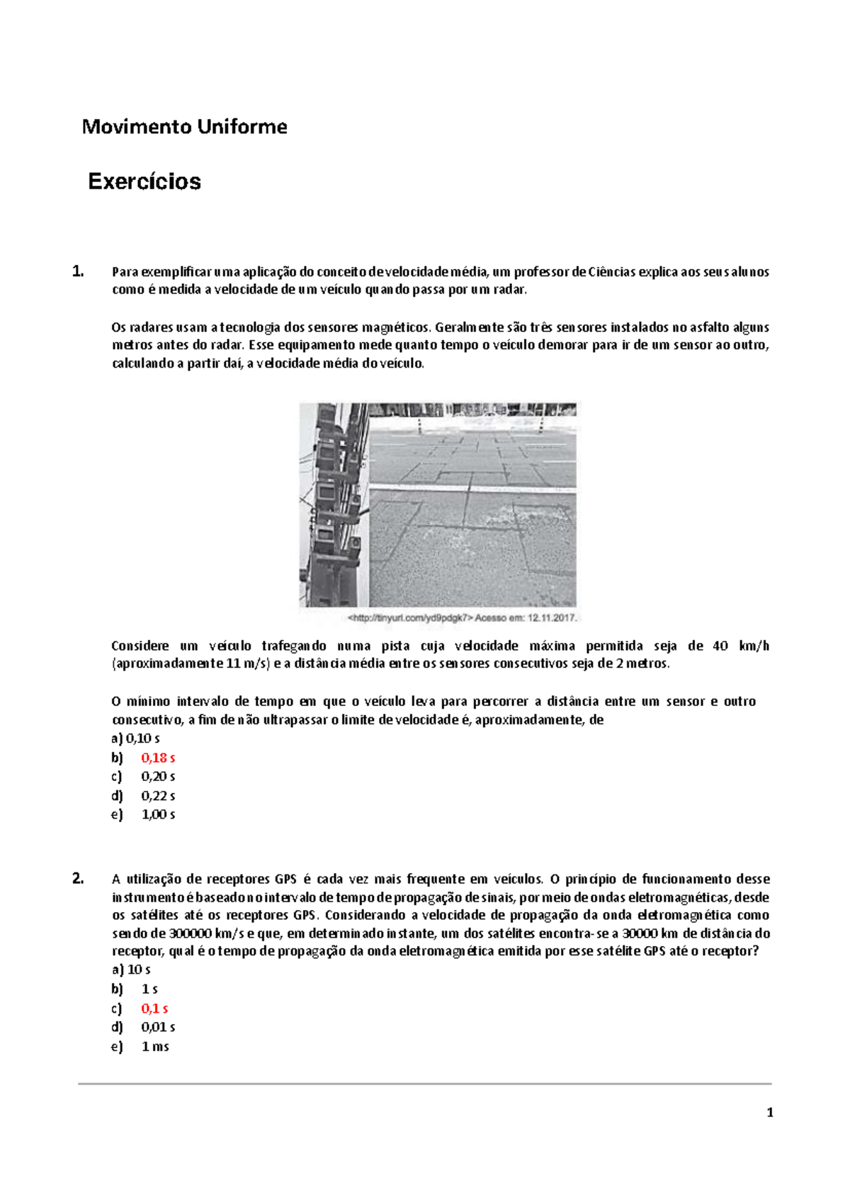 Exercicio de física-Movimento Uniforme - Movimento Uniforme Exercícios ...