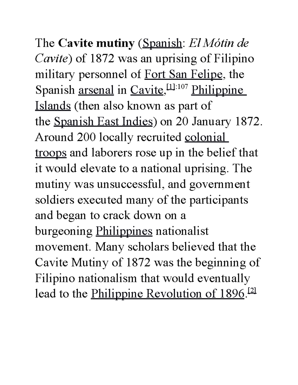 Cavite Mutiny bjcbsajcksd The Cavite mutiny (Spanish El Mótin de