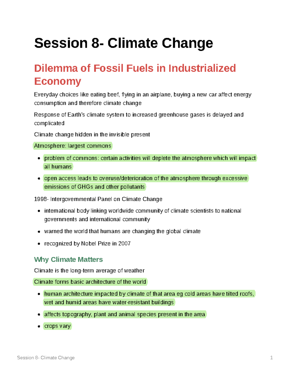 Session 8- Climate Change - Session 8- Climate Change Dilemma of Fossil ...