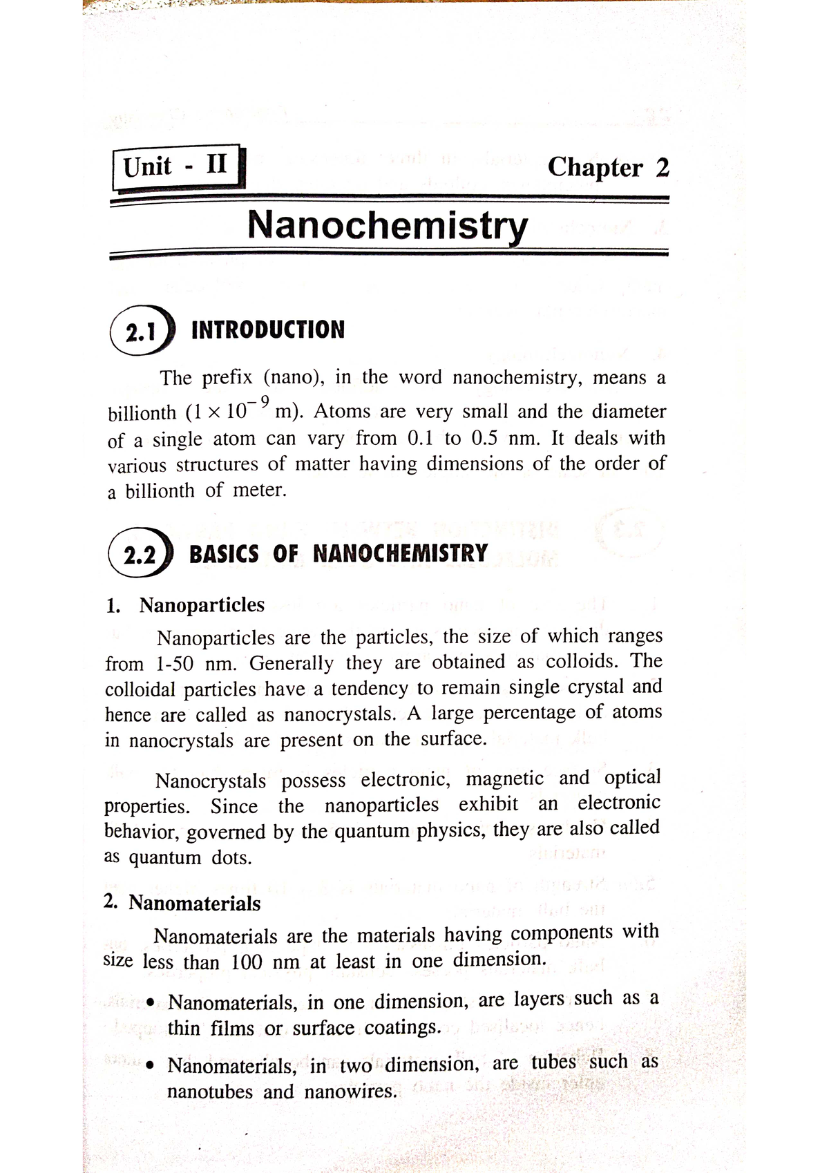 nano chemistry assignment