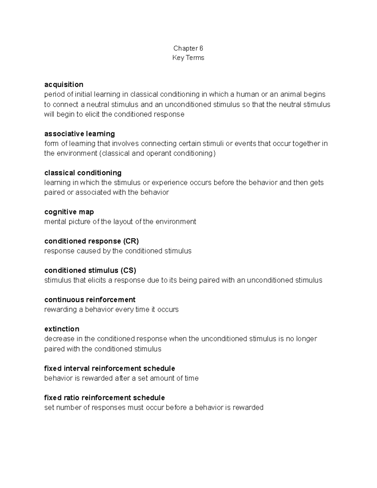 Chapter 6 Key Terms - Chapter 6 Key Terms acquisition period of initial ...