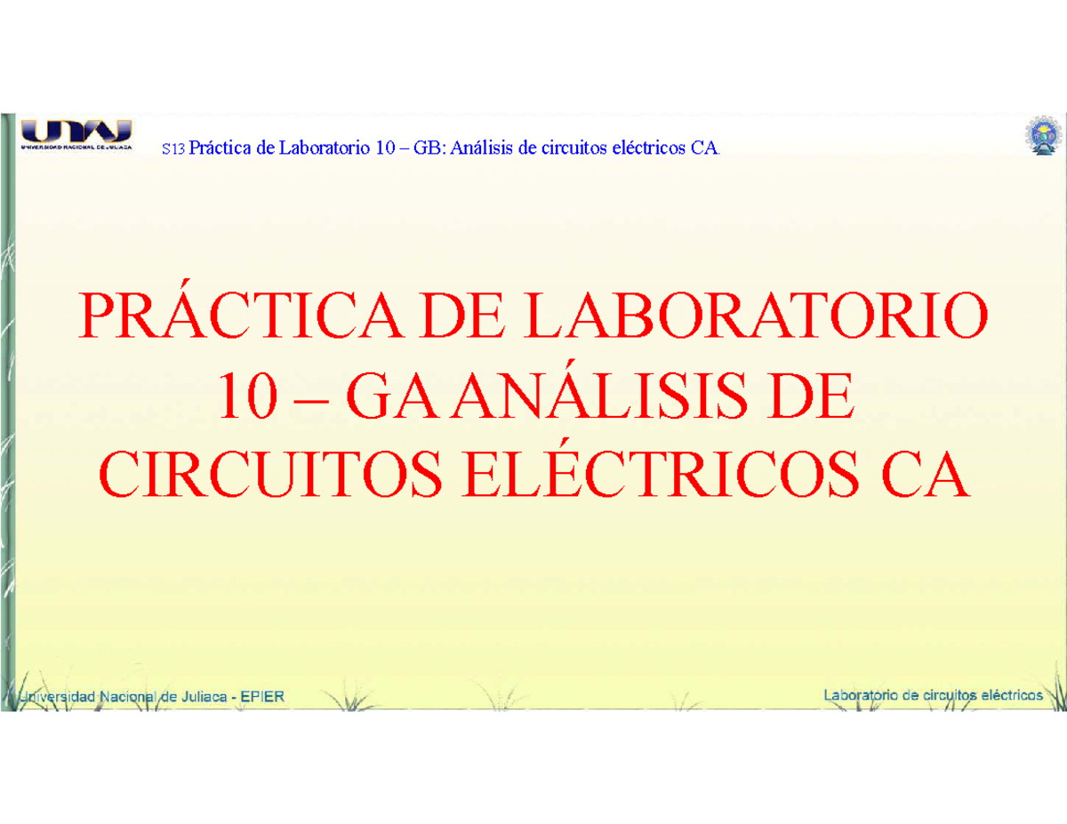 S13 - Práctica De Laboratorio 10 GB Análisis De Circuitos Eléctricos CA ...