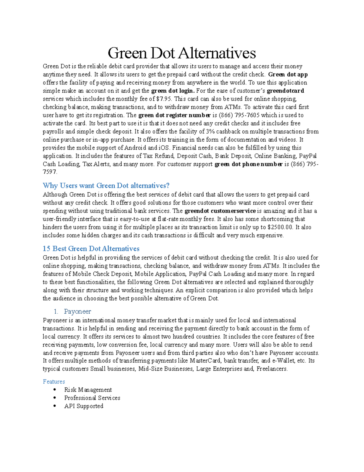 Masab Khan 08.01.2022 Green Dot Alternatives Green Dot Alternatives