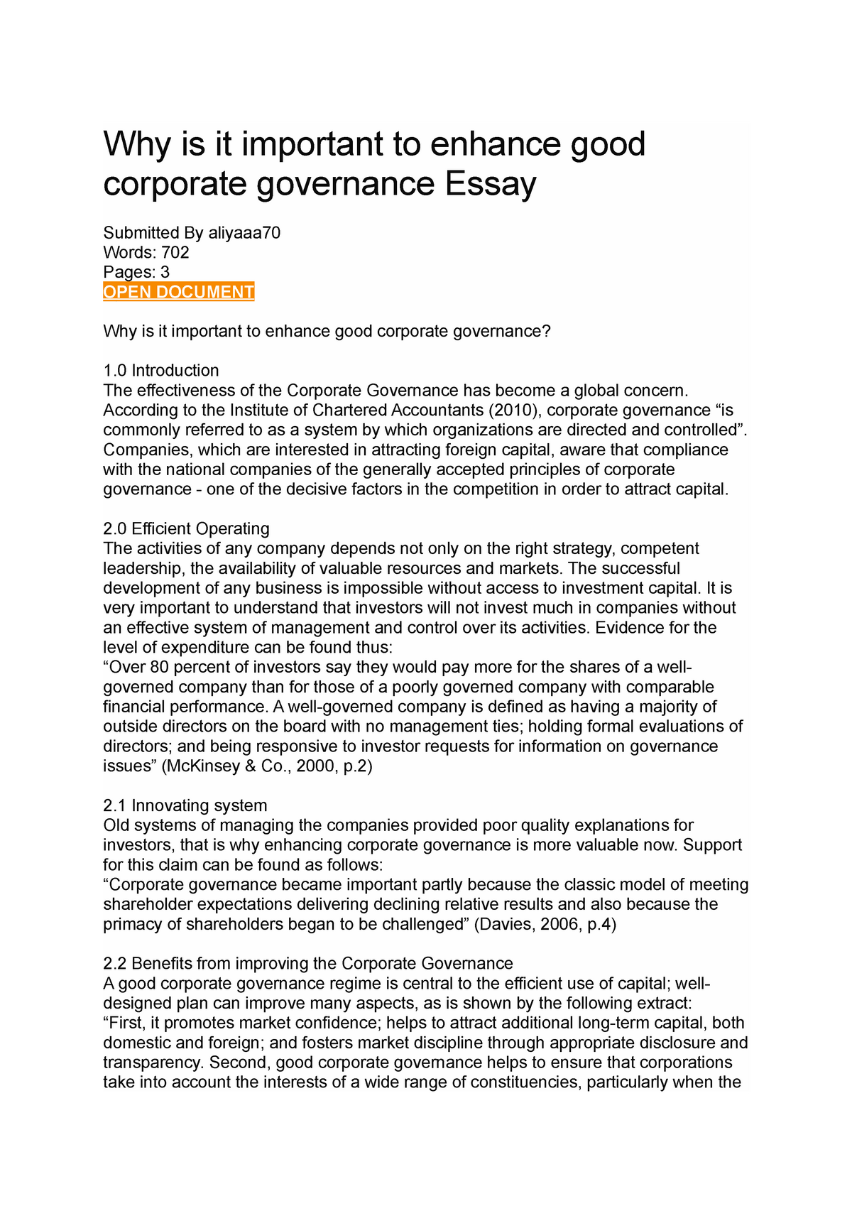 corporate governance essay upsc