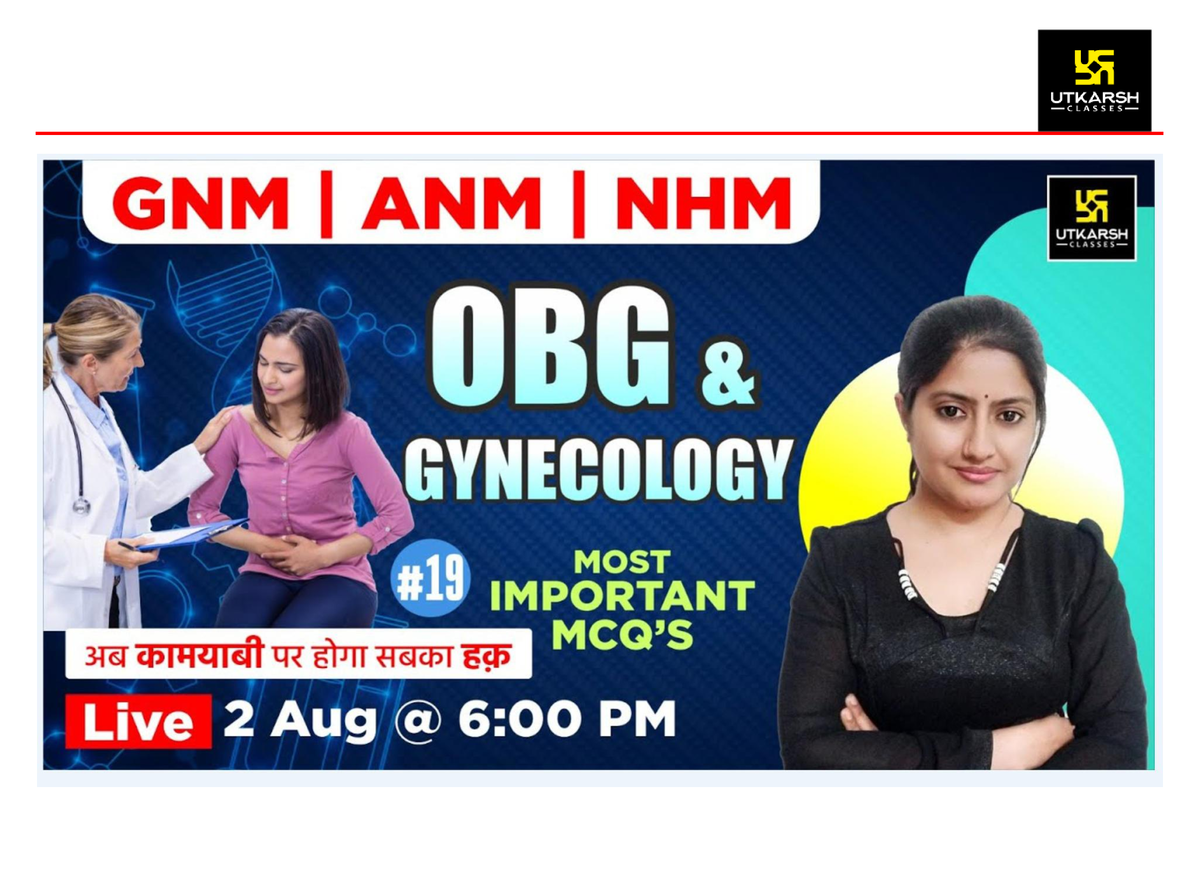 ANM,GNM & NHM Exam 2023 Staff Nurse OBG and Gynecology #19 MCQs ...