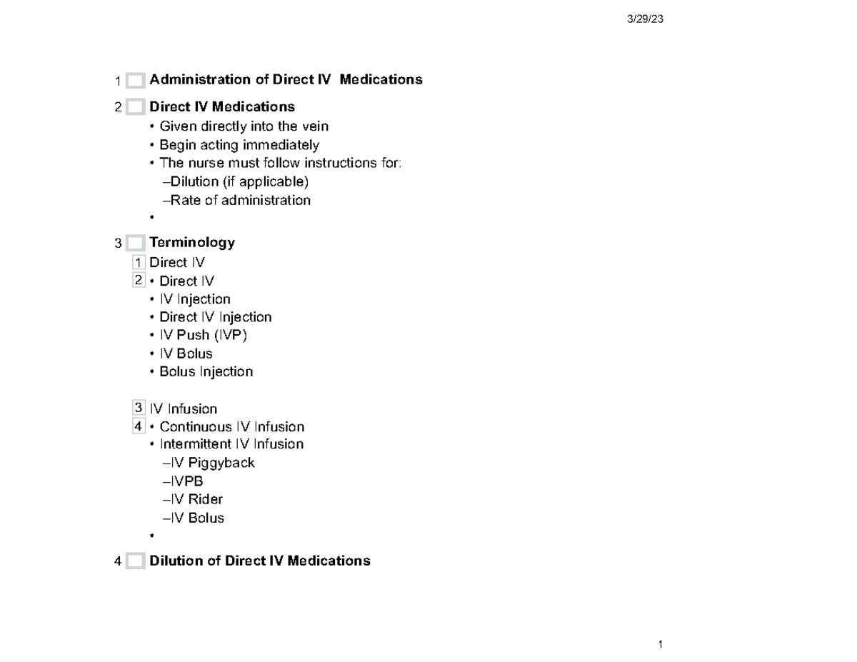 Direct+IV%281%29 - direct IV - 3/29/ 1 Administration of Direct IV ...