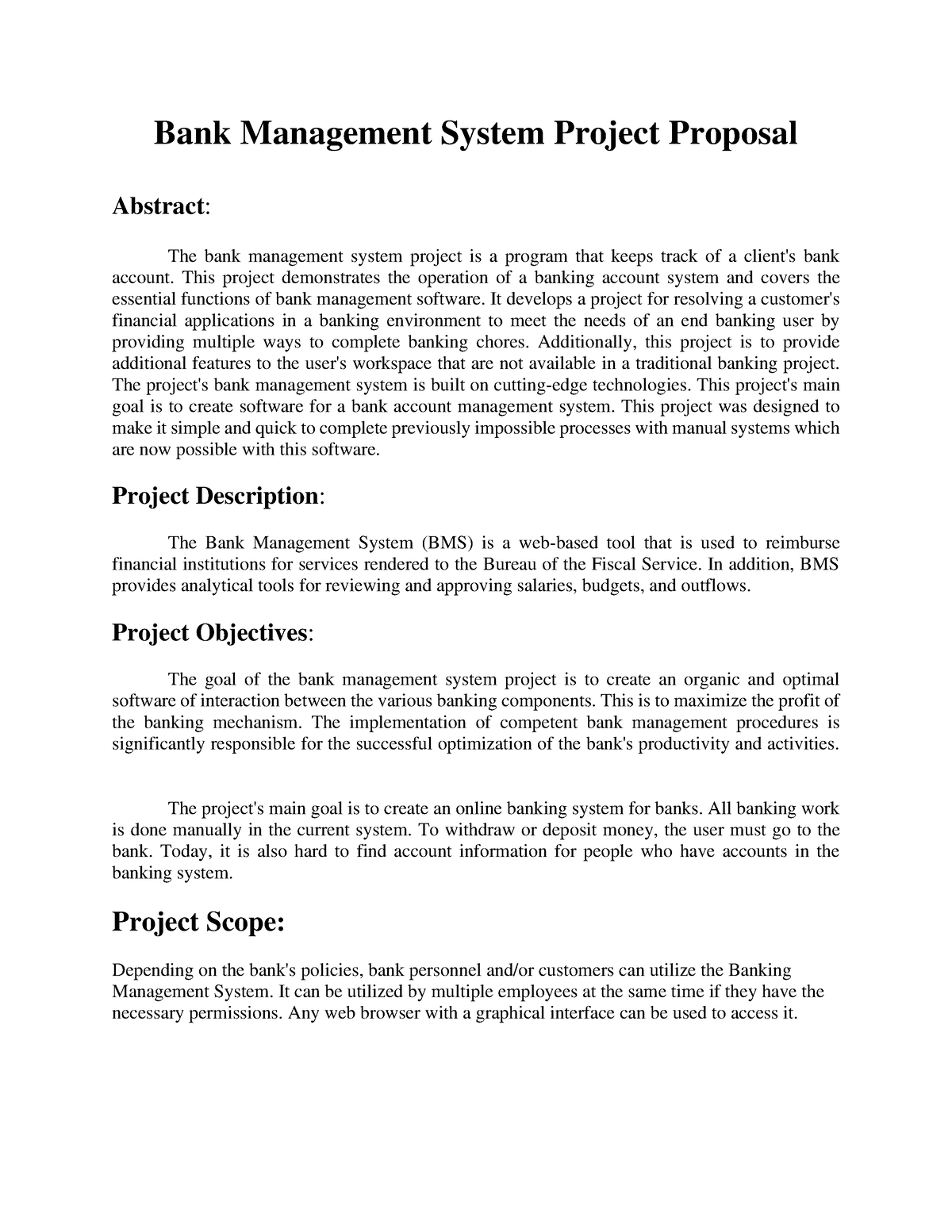 bank management system thesis