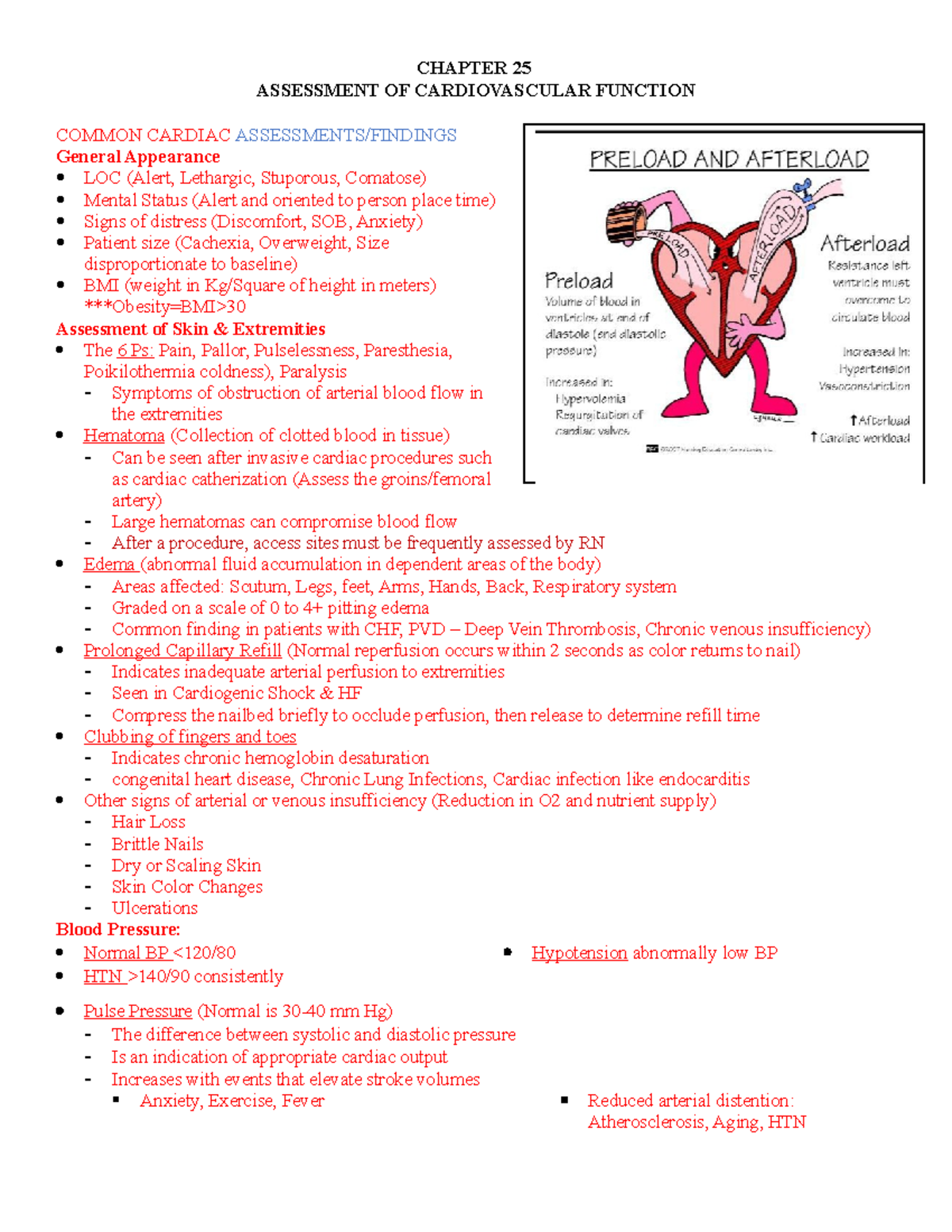 MED SURG CH 25 Cardiovascular Assmt - CHAPTER 25 ASSESSMENT OF ...