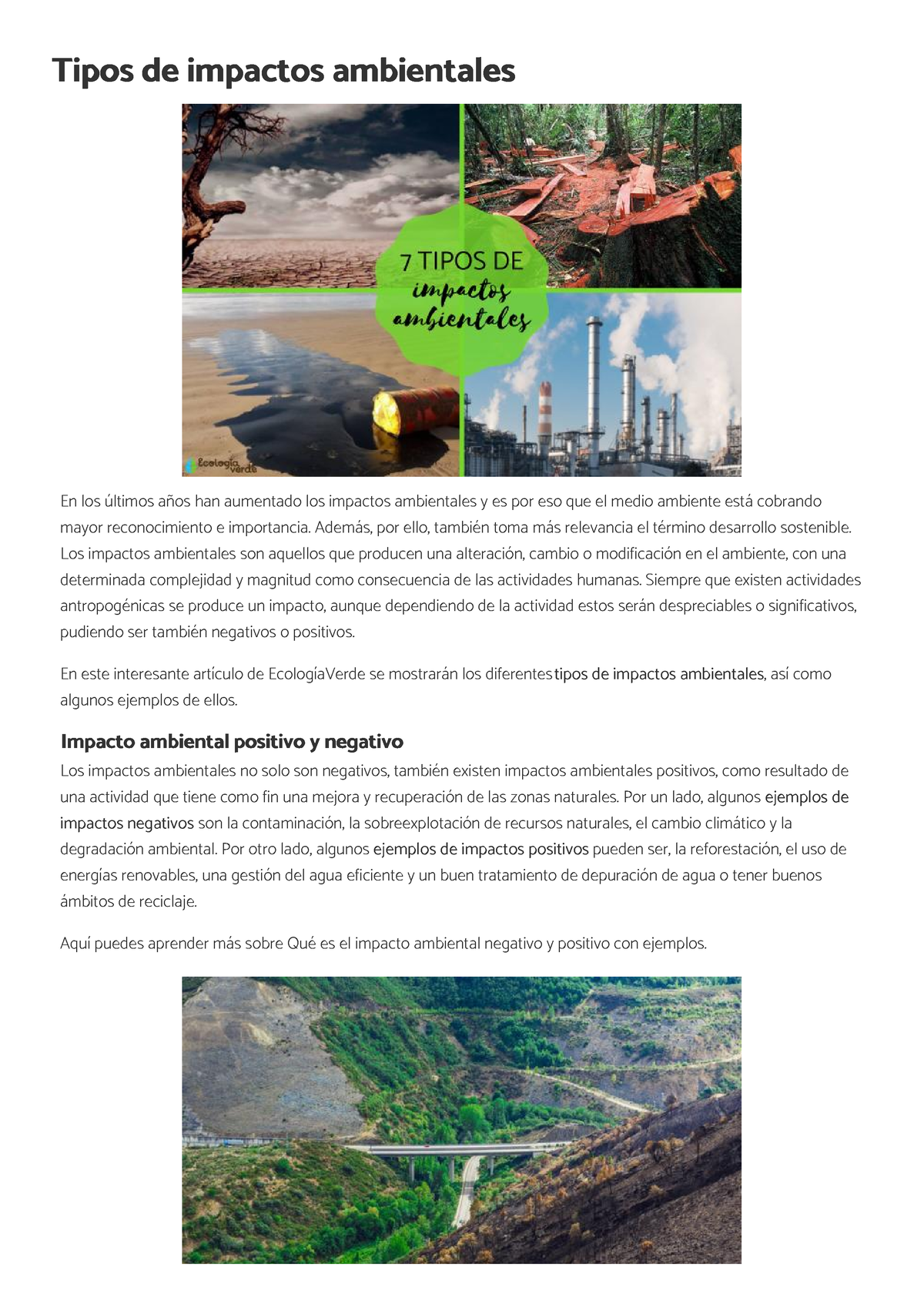 Tipos De Impactos Ambientales Ecologiaverde Tipos De Impactos Ambientalestipos De Impactos 