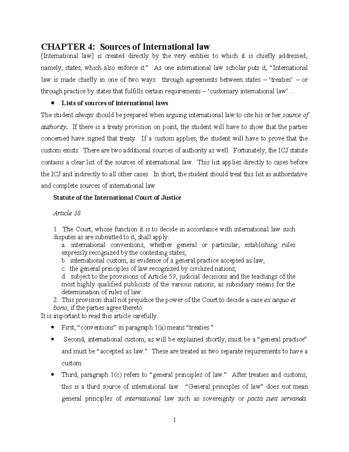 Chapter 4 Sources of International law - CHAPTER 4: Sources of ...
