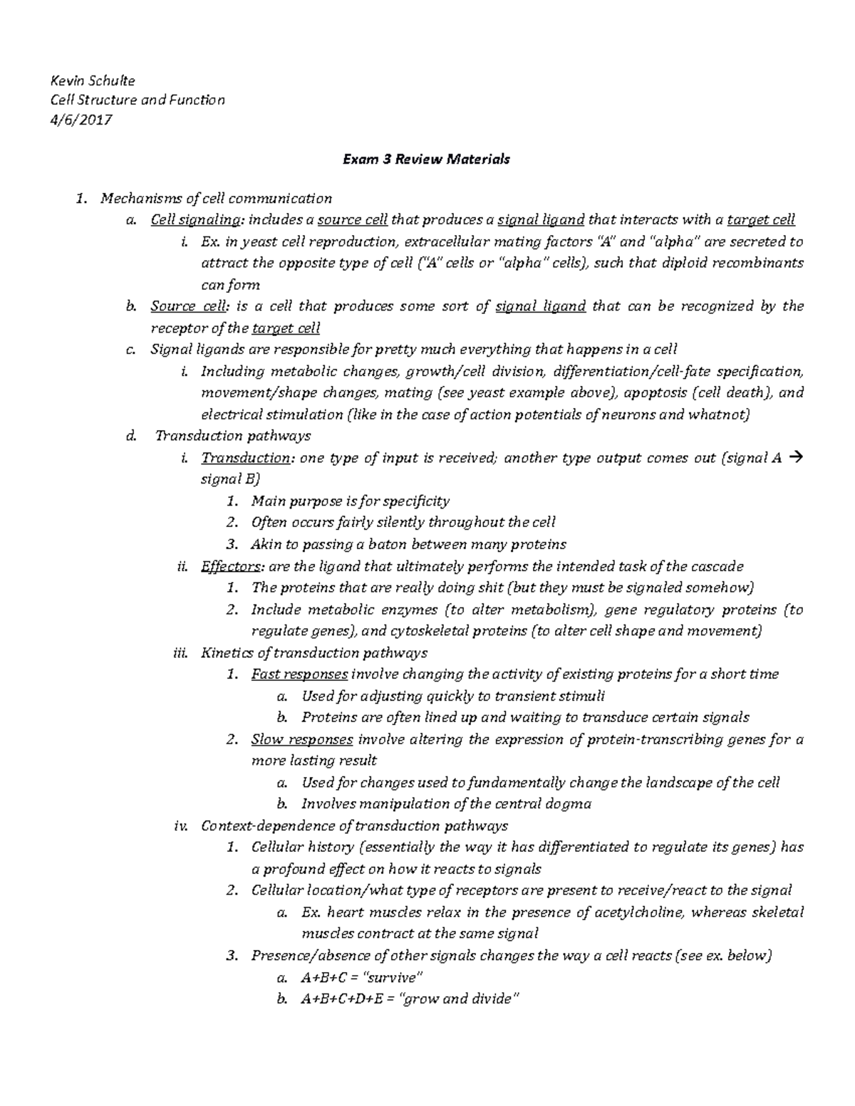 MCB Study Guide Exam 3 - Summary Molecular Cell Biology Ii: Cell ...