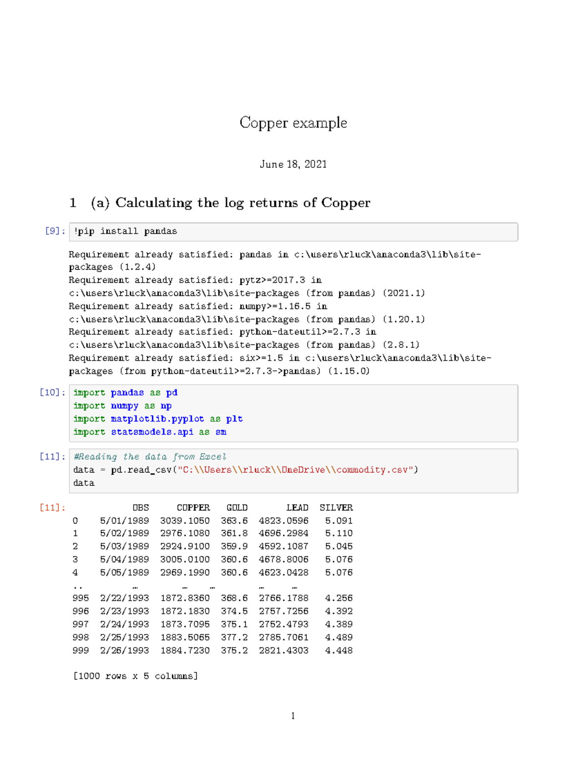 Python Exercise on Copper Copper example June 18, 2021 1 (a