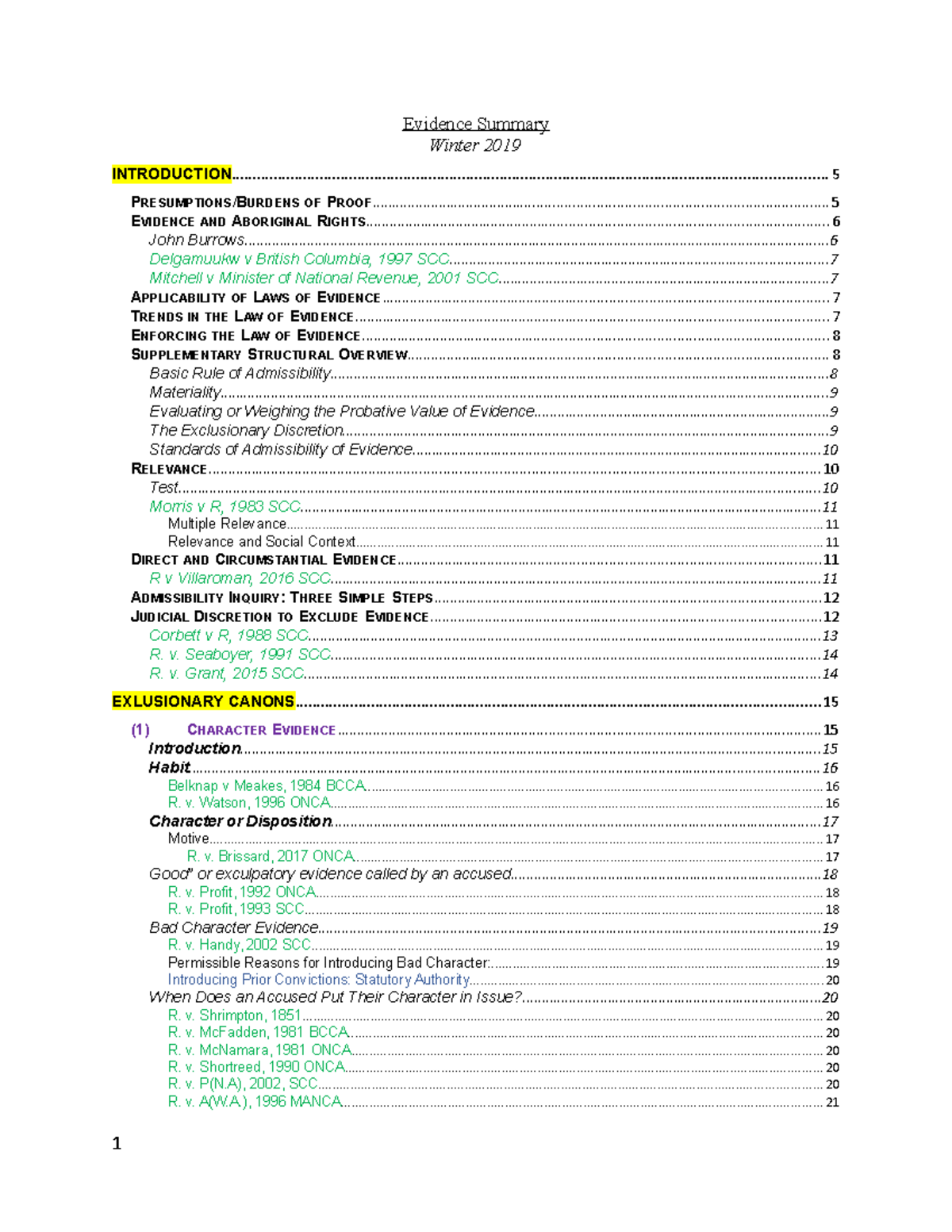 Evidence (Paciocco) 2019 Evidence Summary Studocu