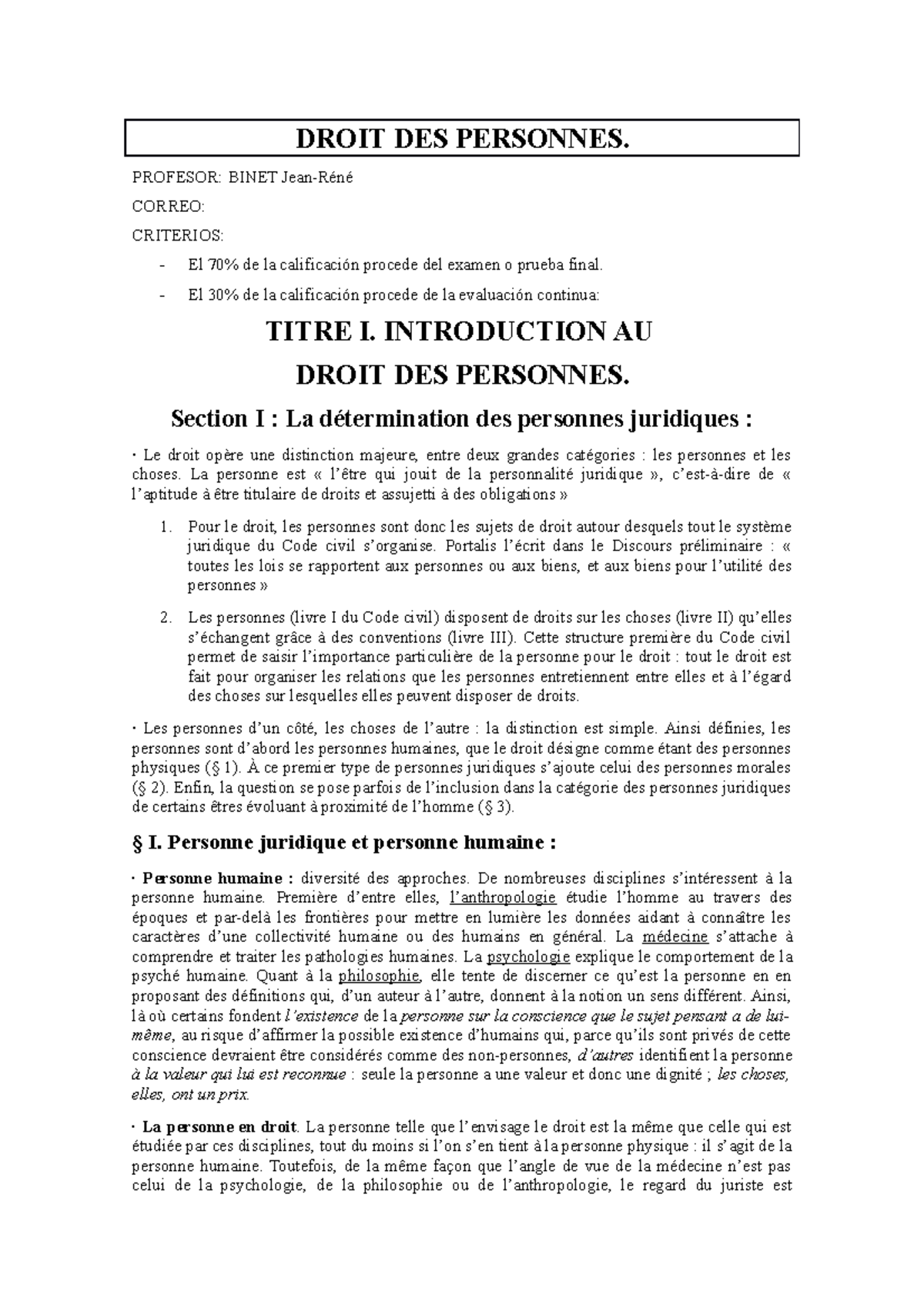 Droit Des Personnes Apuntes De Derecho De Las Personnas En Frances Droit Des Personnes 5628