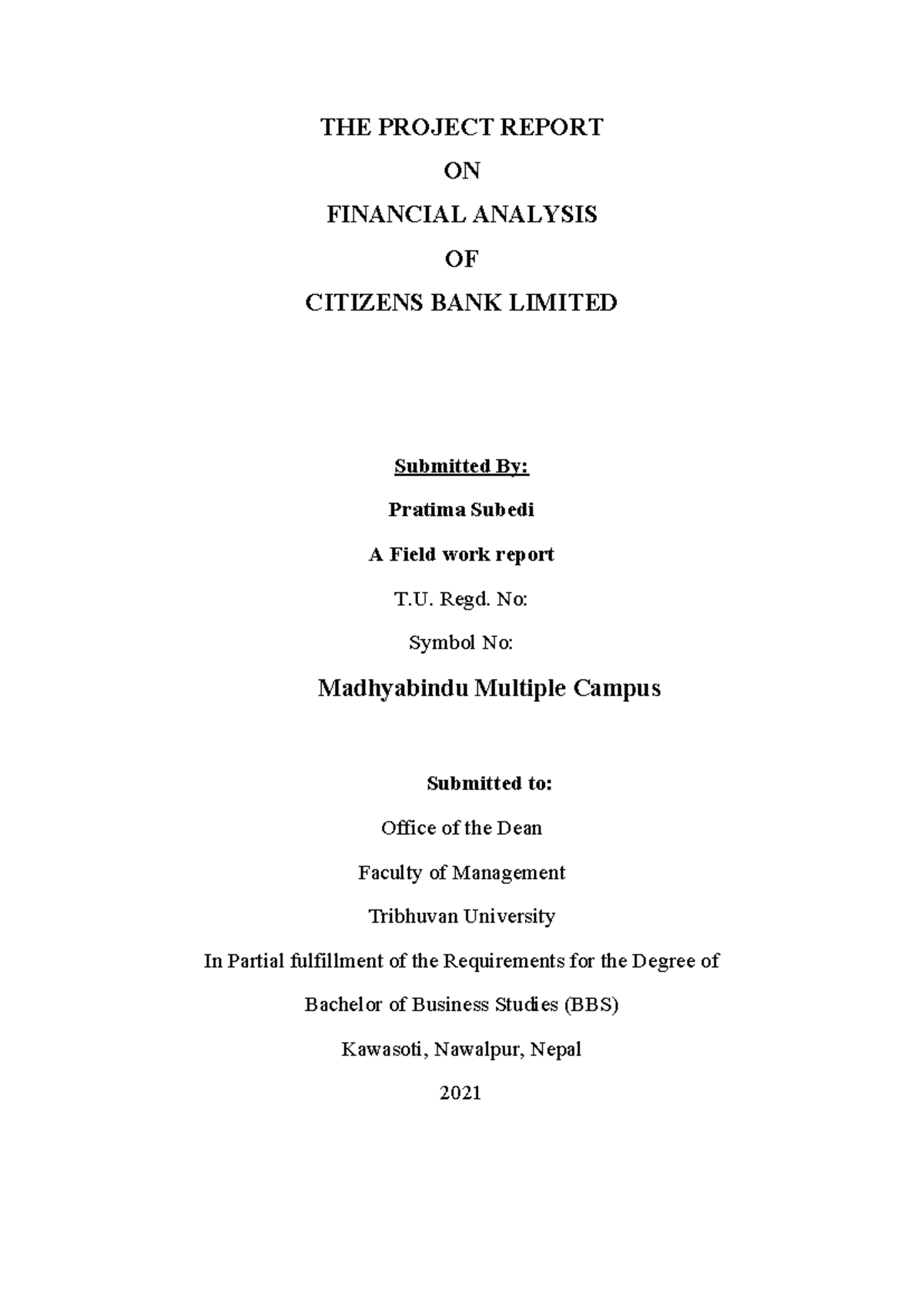 Starting phese of project - THE PROJECT REPORT ON FINANCIAL ANALYSIS OF ...
