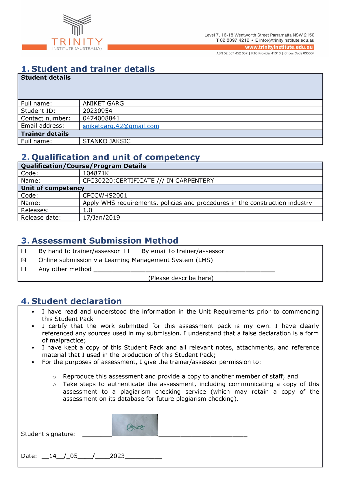 + Cpccwhs 2001 Assessment - theory AMB (Final) - 1. Student and trainer ...