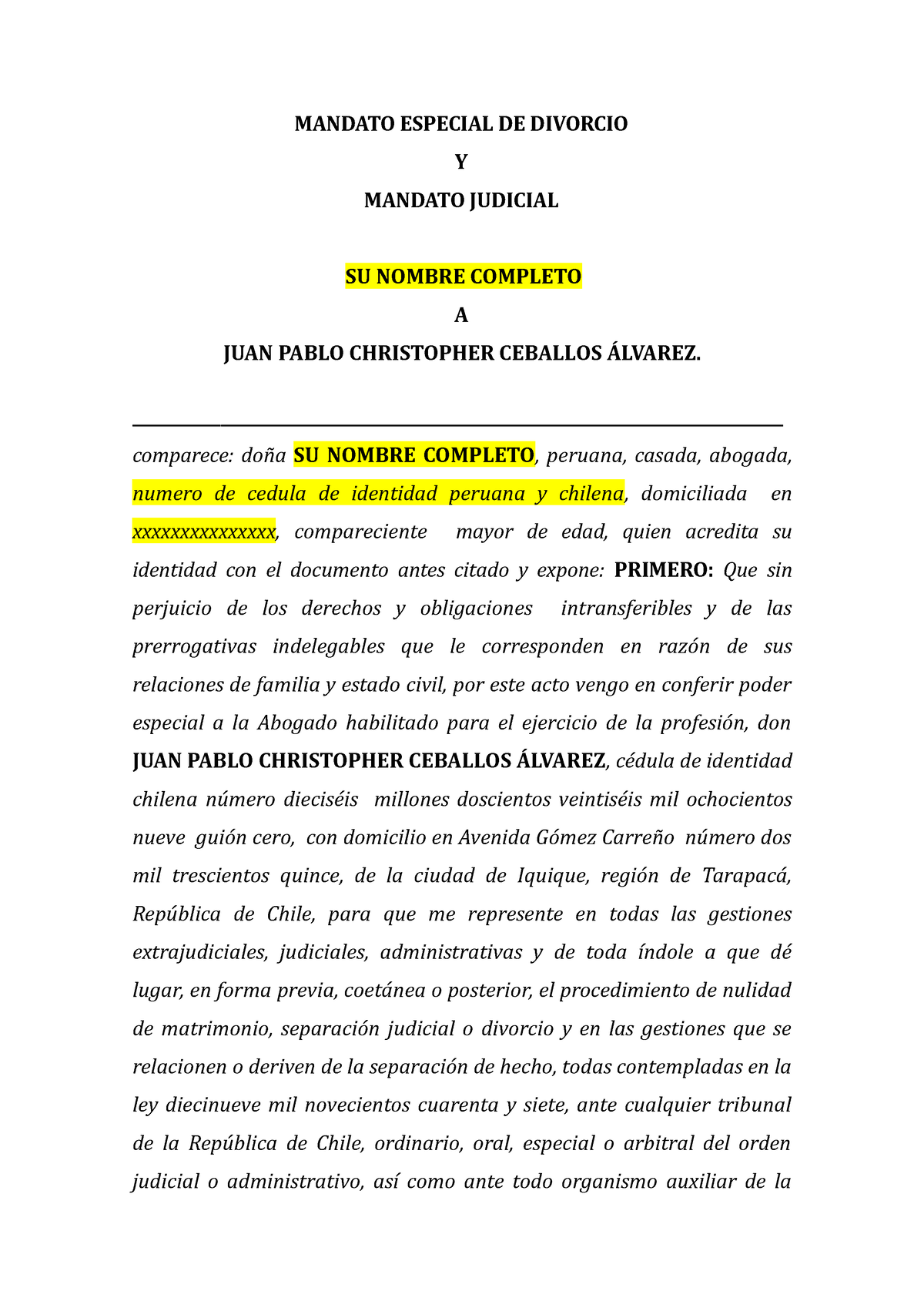 Mandato Judicial Especial Para Divorcio Mandato Especial De Divorcio Y Mandato Judicial Su 2088