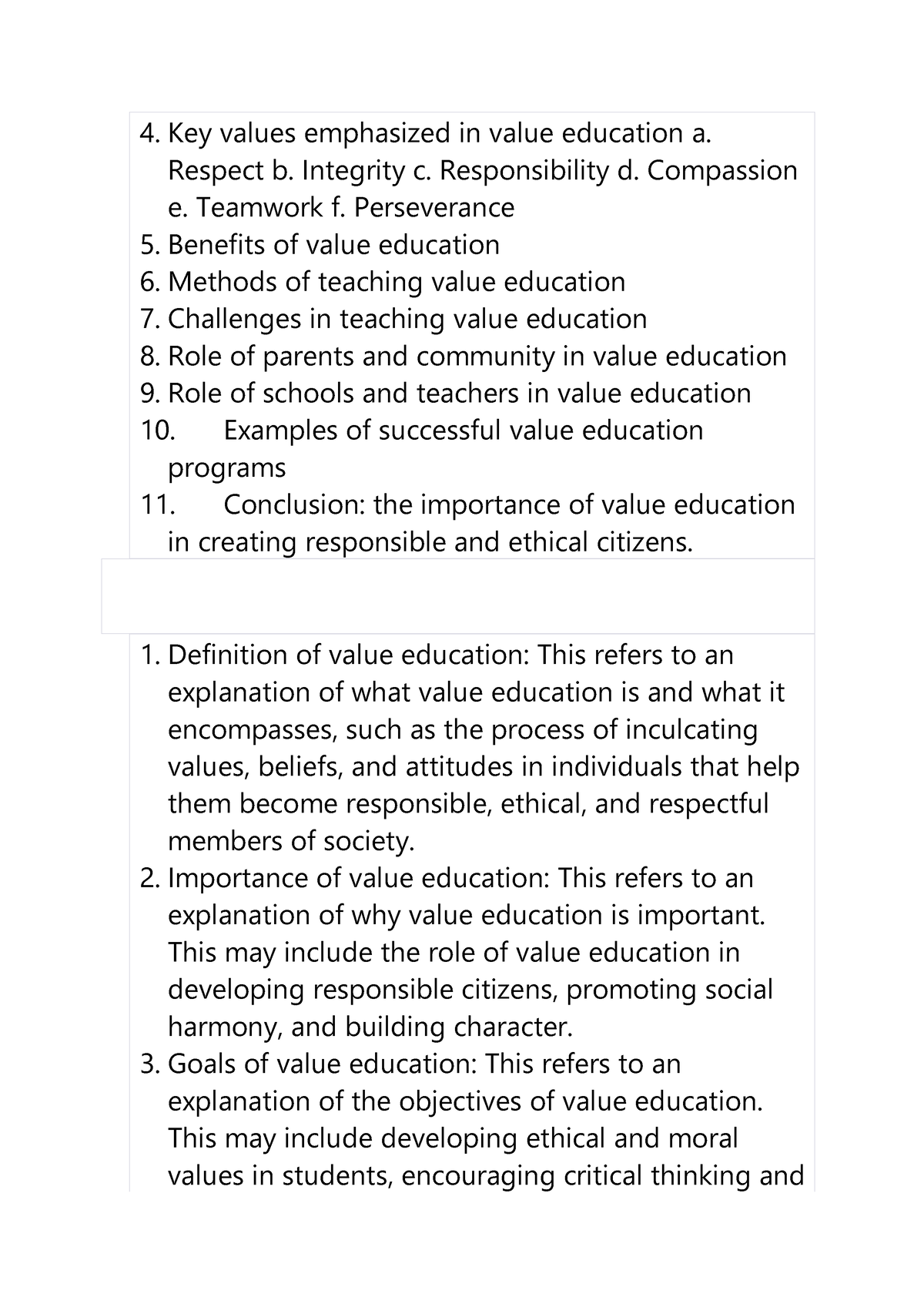 value education question paper with answers pdf