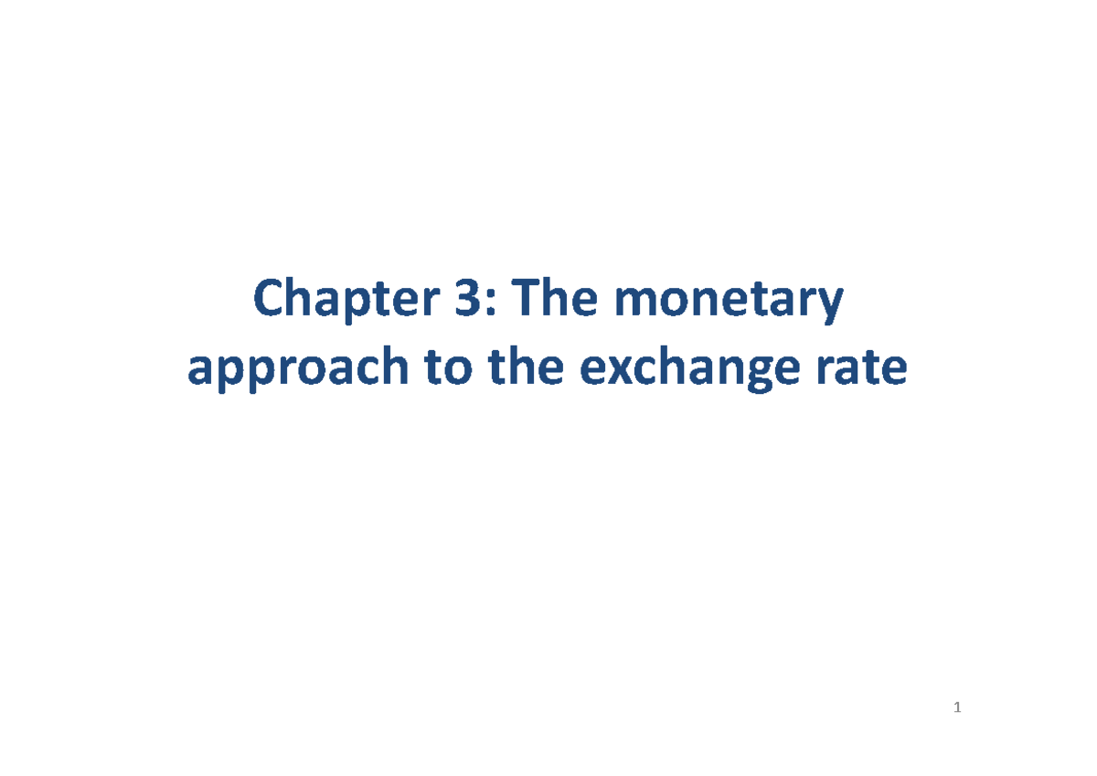3. Slides IME chap3 en - Chapter 3: The monetary approach to the ...