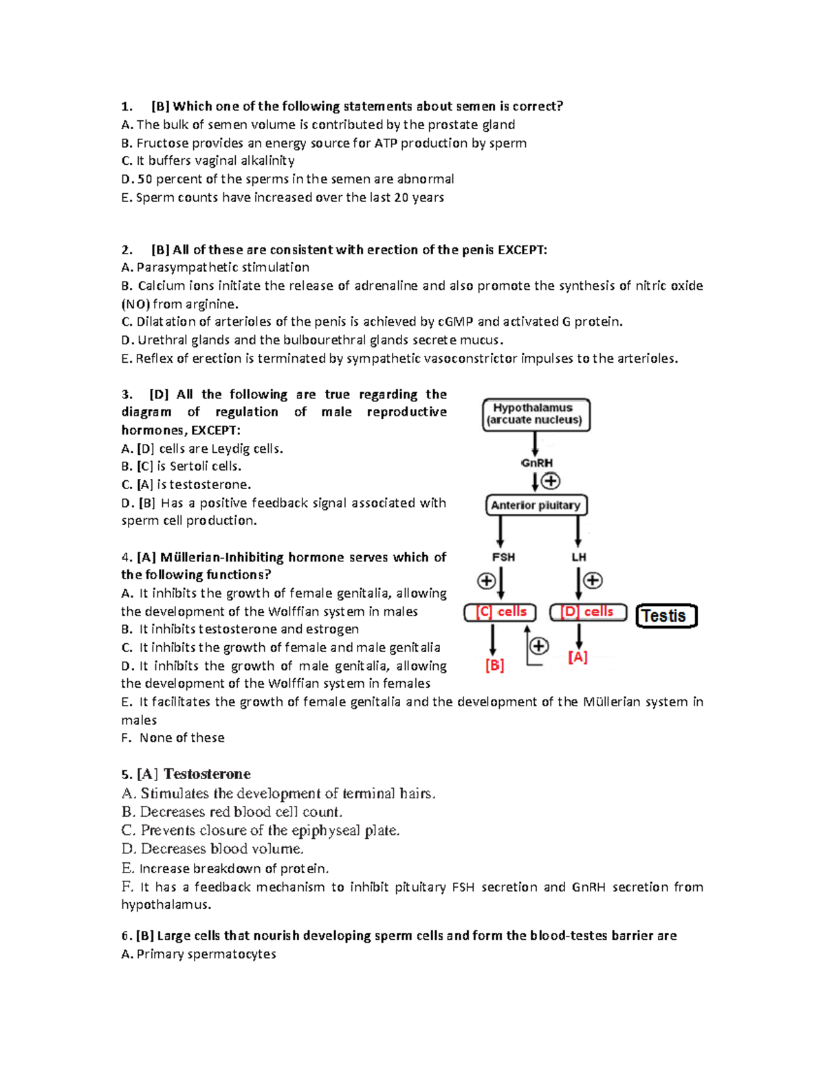 MCQ Endocrine Physiology - [B] Which One Of The Following Statements ...