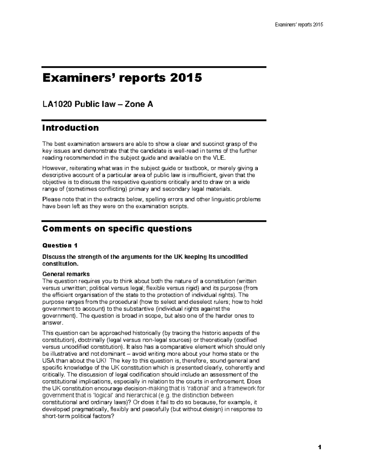 Exam 22 May 2015, Questions - Examiners’ Reports 2015 Examiners ...