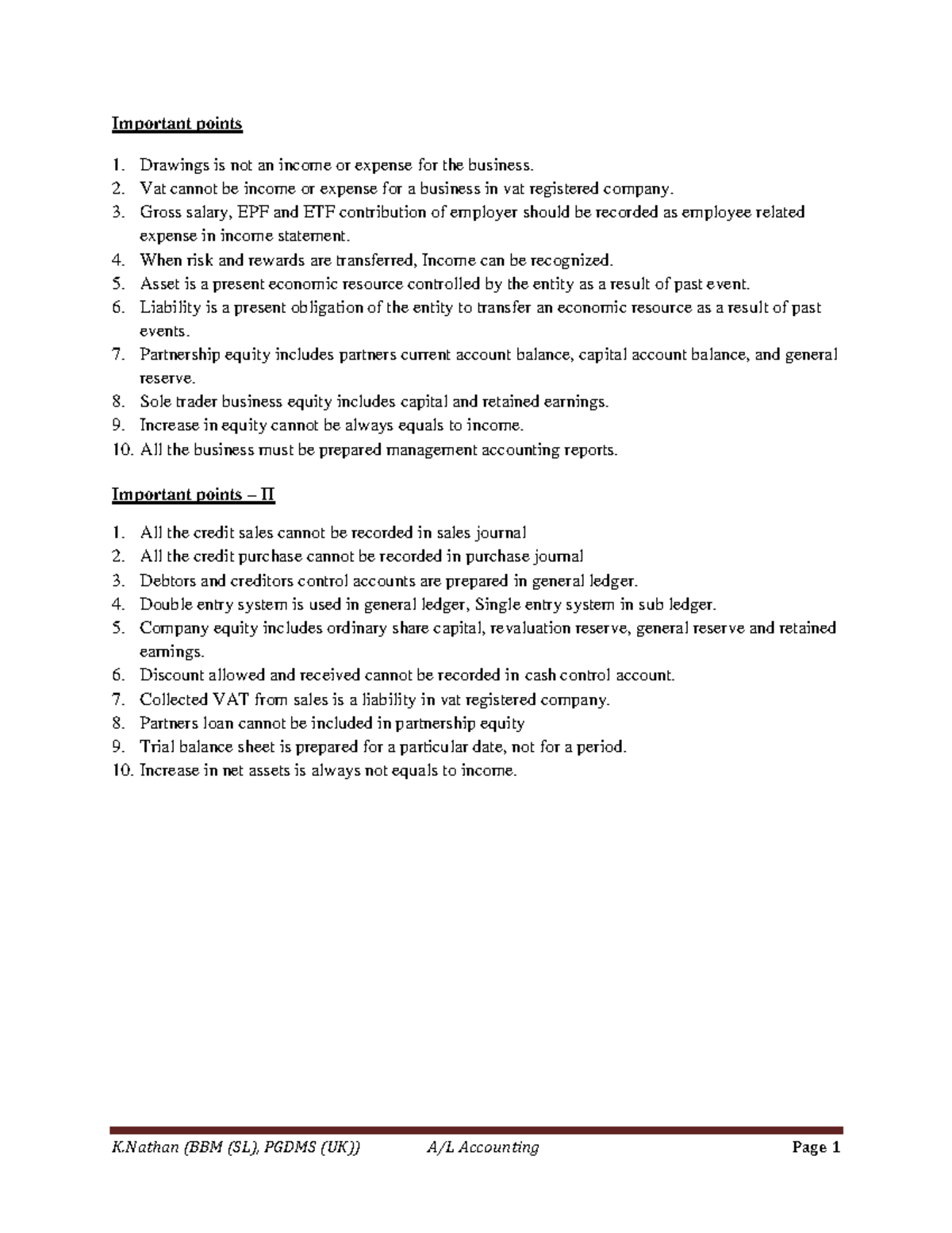 Important Points - Short notes - Important points Drawings is not an ...