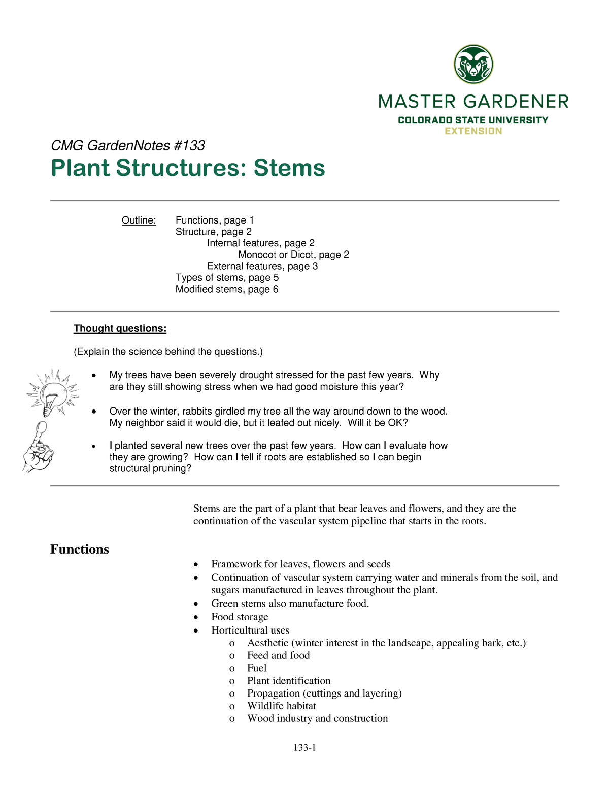 133 - Readings - CMG GardenNotes Plant Structures: Stems Outline ...