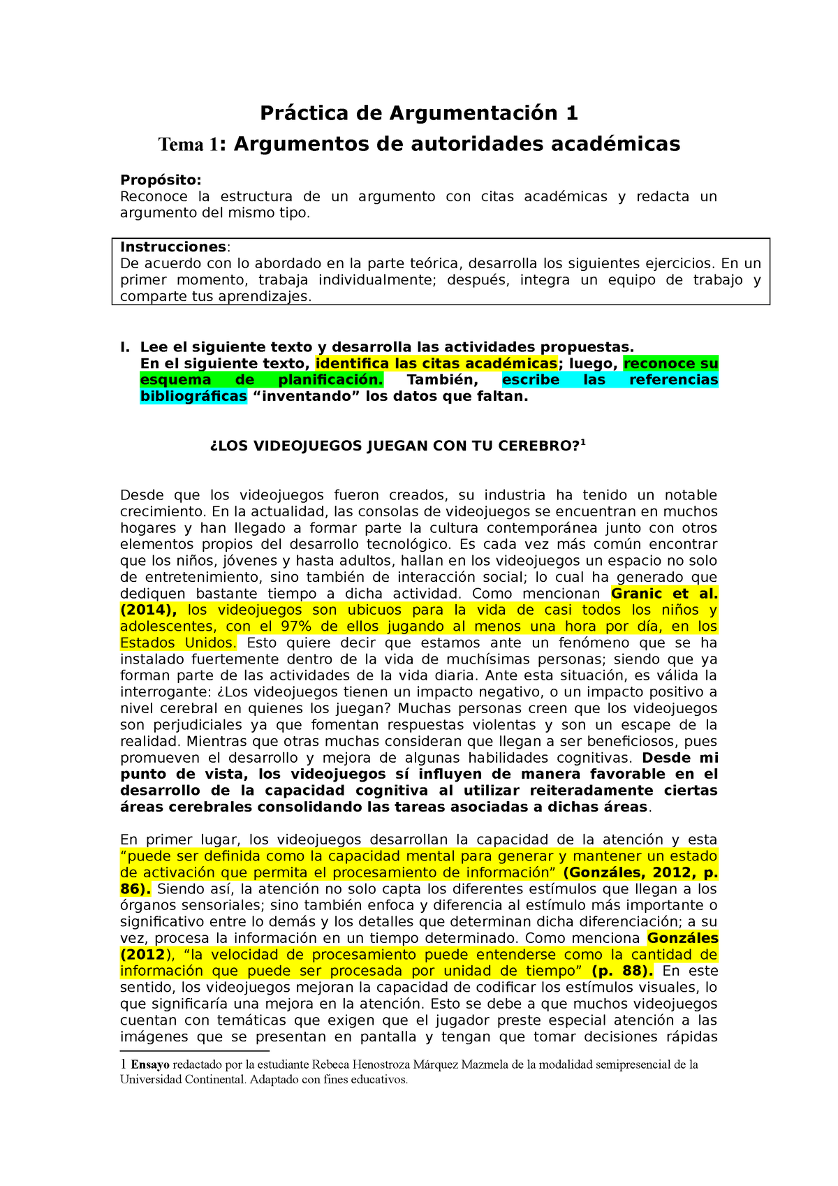 Práctica De Argumentación 1 - Práctica De Argumentación 1 Tema 1 ...