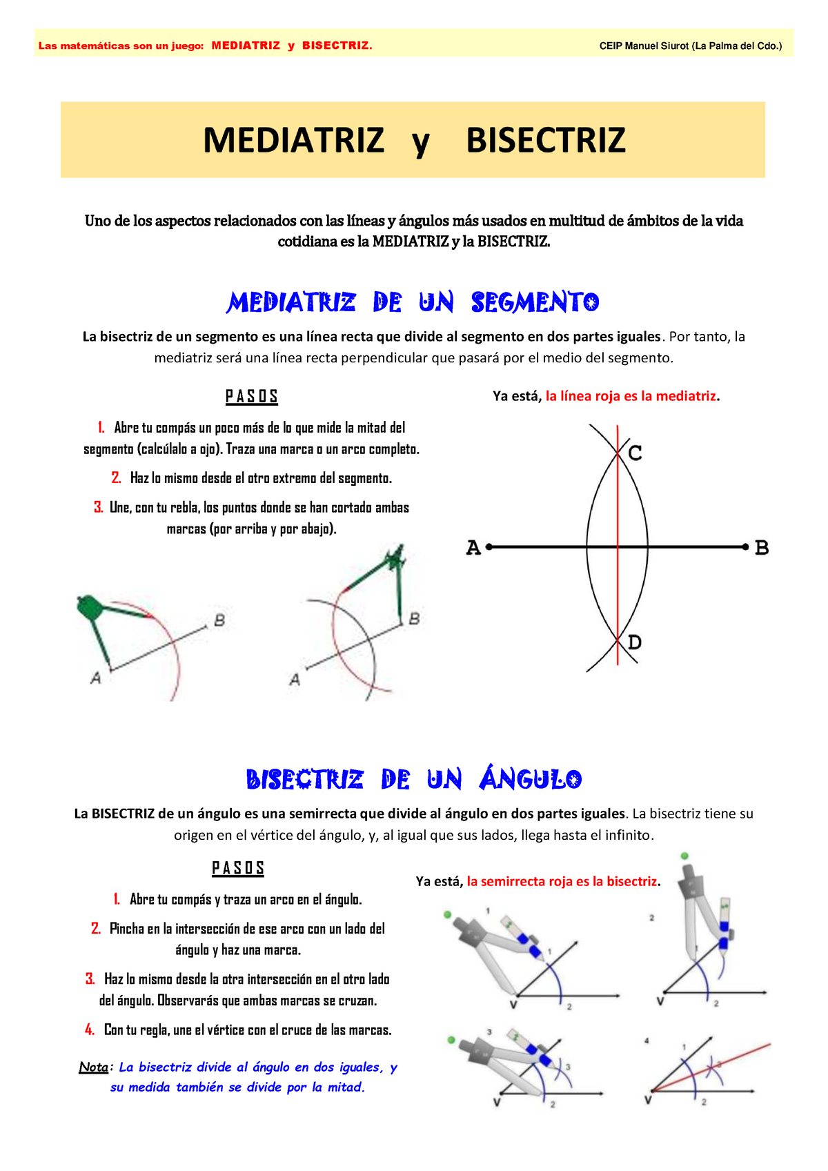 Apuntes 7 Mediatriz Y Bisectriz - Las Matem·ticas Son Un Juego ...