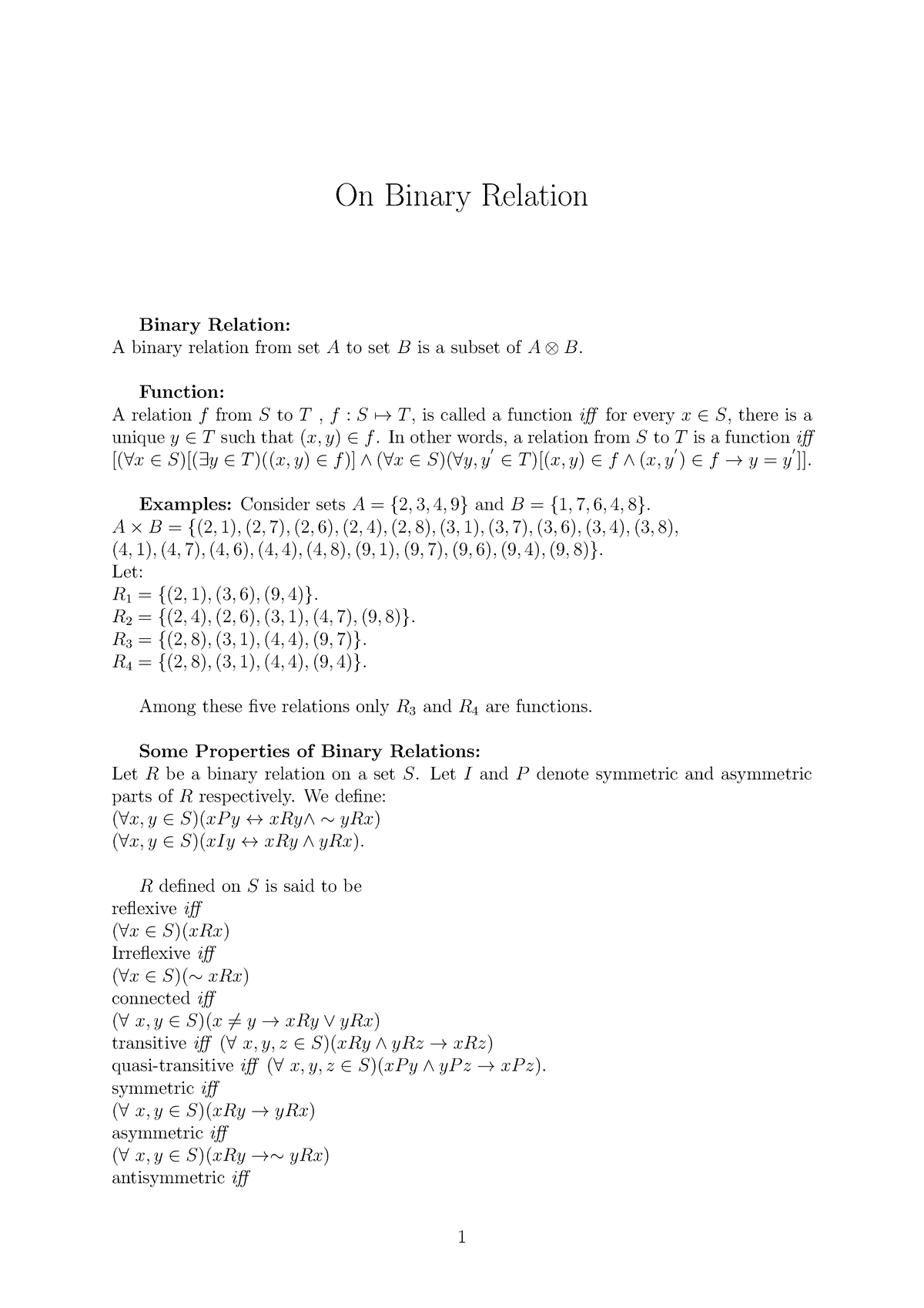 Binary Relation - On Binary Relation Binary Relation: A Binary Relation ...