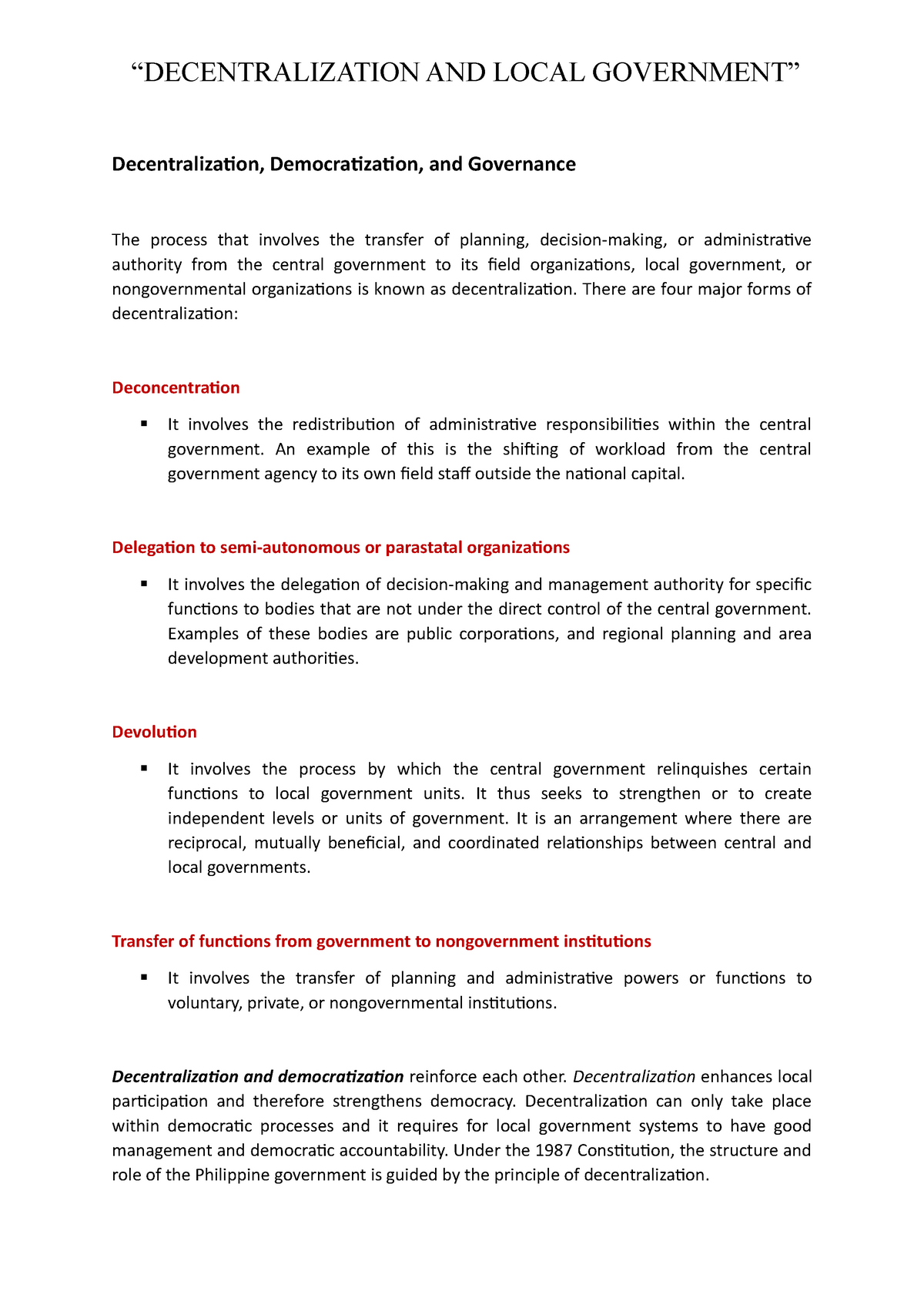 Decentralization AND Local Government - Comparative Politics And ...