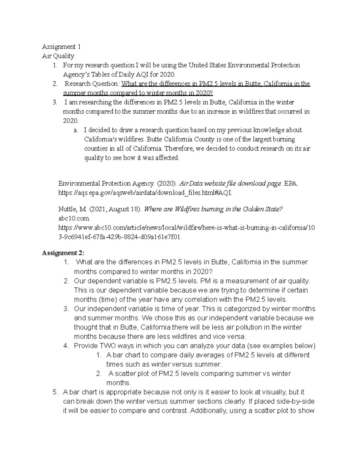 Air Lab Assignment MIEH300 - Assignment 1 Air Quality 1. For my ...