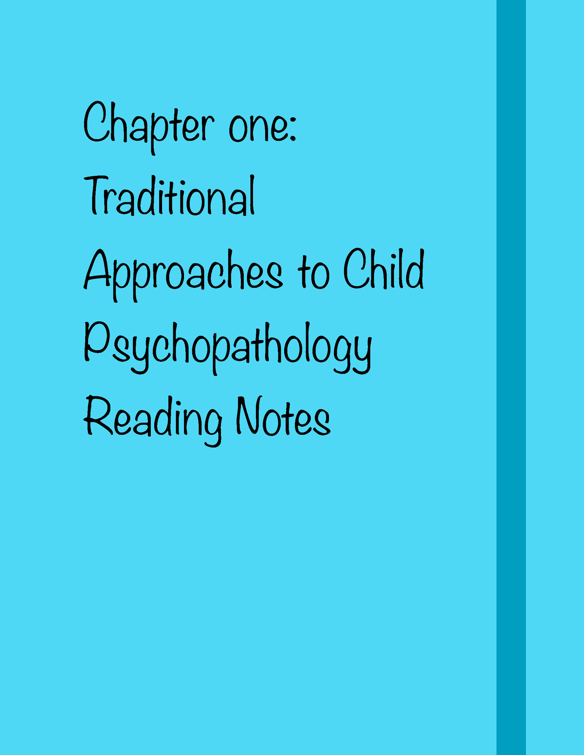 Chapter One Traditional Approaches To Child Psychopathology Reading ...