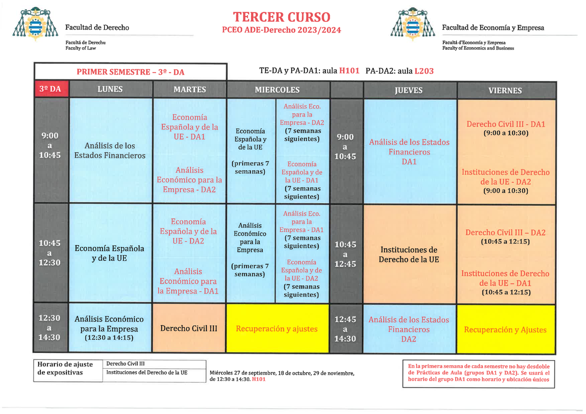 3 PCEO 2023 2024 ..horario Derecho Administrativo Studocu