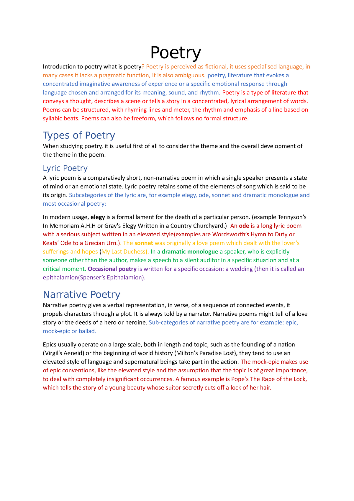 Thobekile Notes (Literary Poetry) - Poetry Introduction to poetry what ...