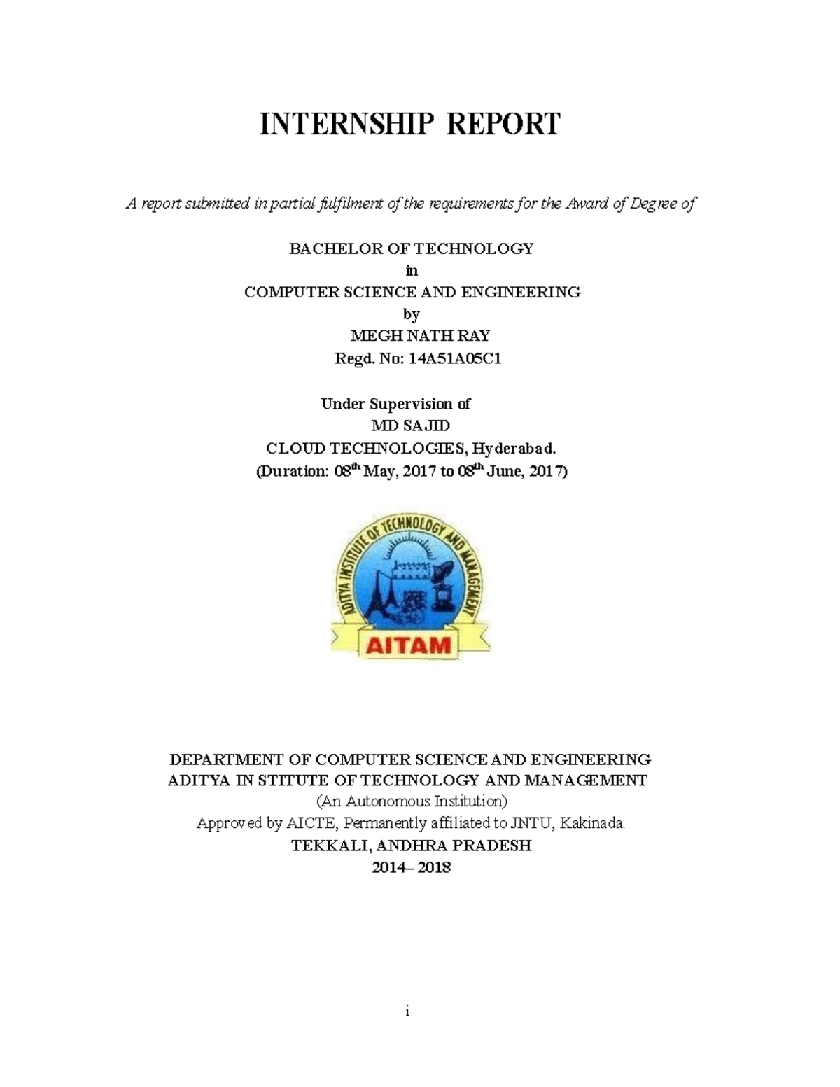 JAVA- Design THE WEB APP - i INTERNSHIP REPORT A report submitted in ...