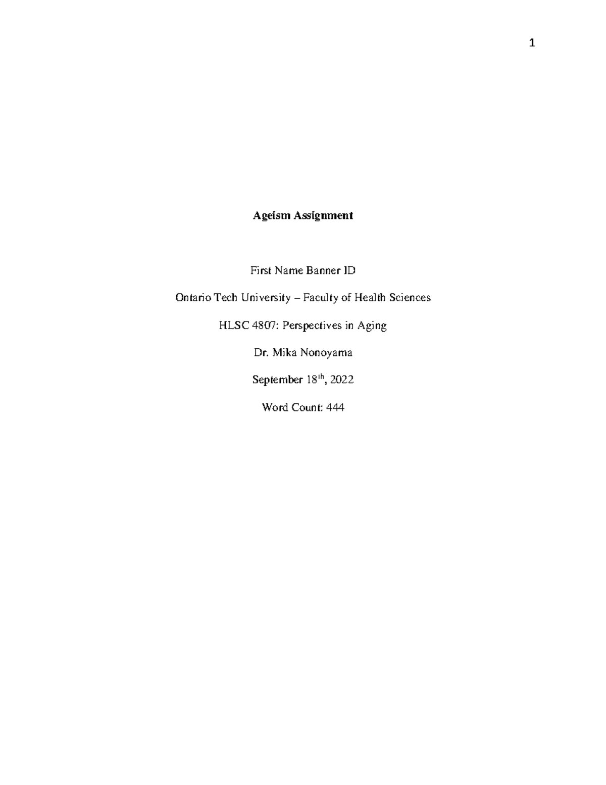 1 Ageism Assignment Example F2022 - Ageism Assignment First Name Banner ...