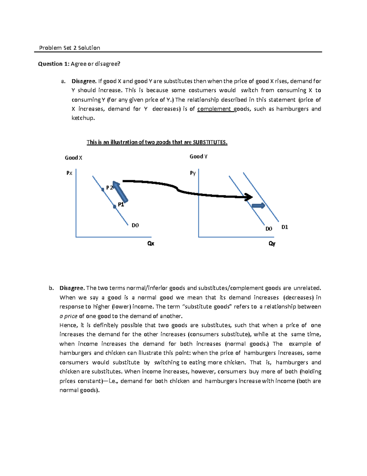Problem Set 2 2022 Solution - Problem Set 2 Solution Question 1: Agree ...